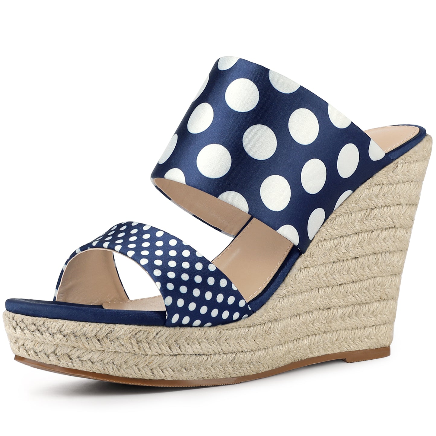 Women's Platform Polka Dots Heel Espadrille Wedge Sandals