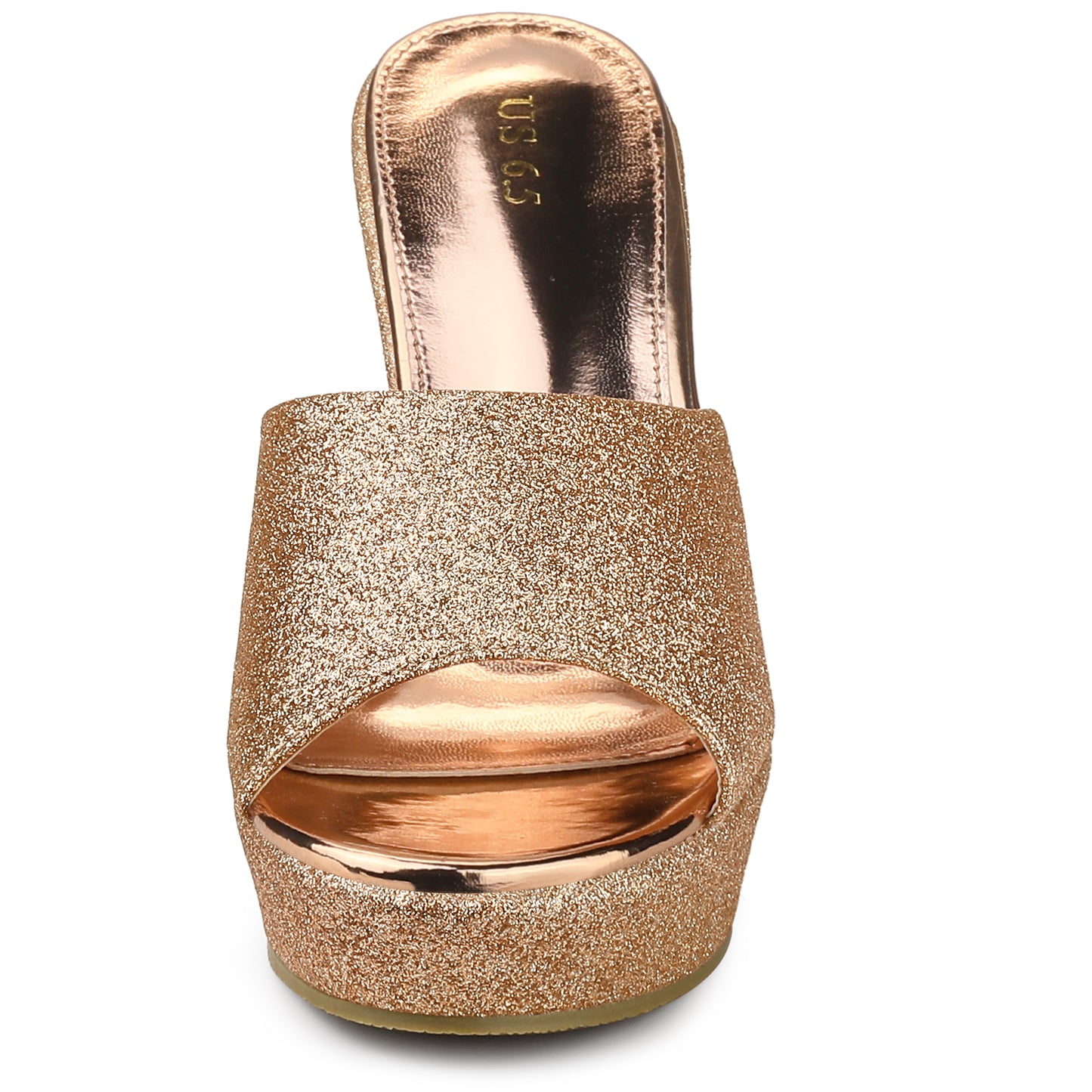 Women's Glitter Platform Slip On Wedge Heels Sandals