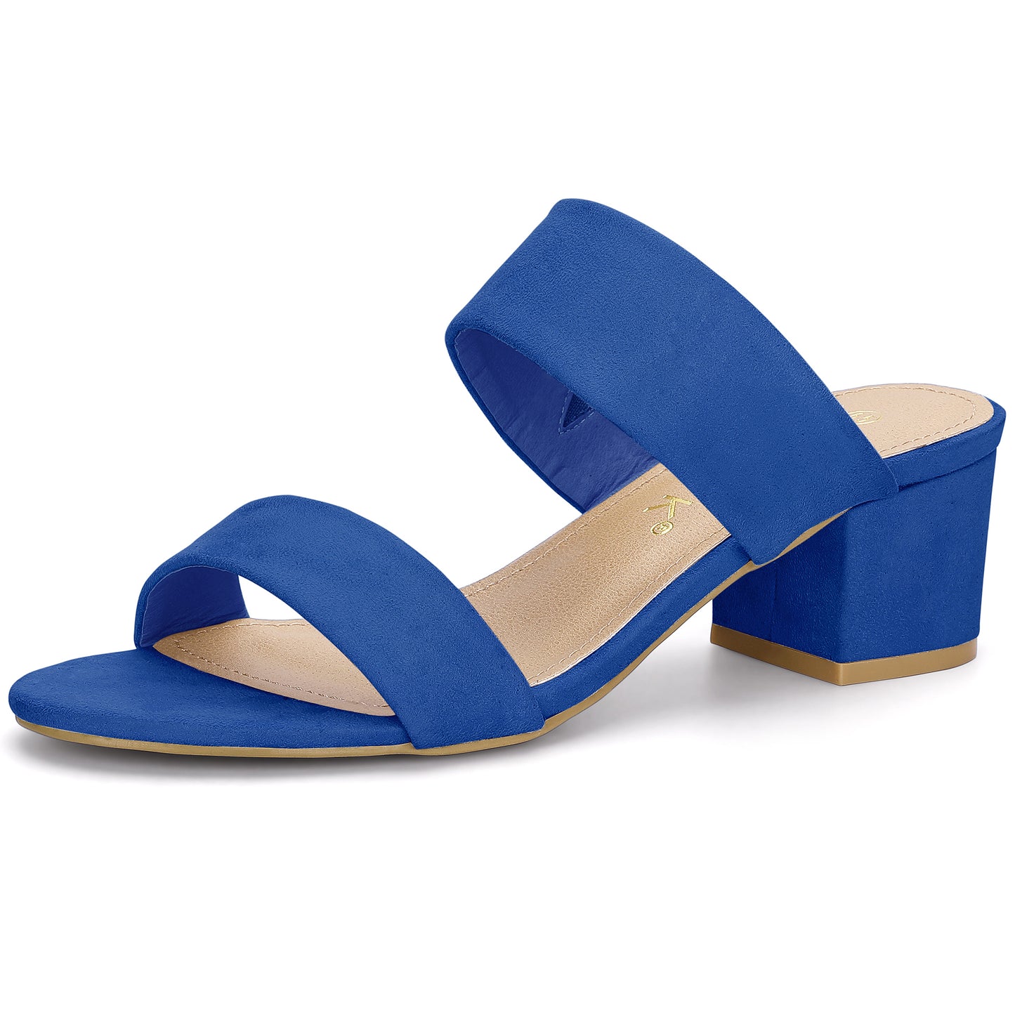 Women's Block Heel Dual Straps Slides Sandals