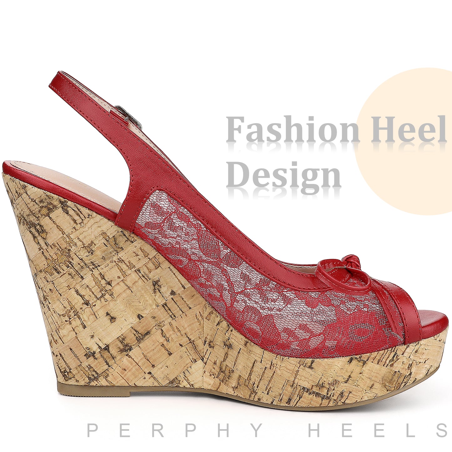 Sandalias de cuña con plataforma, lazo y encaje para mujer