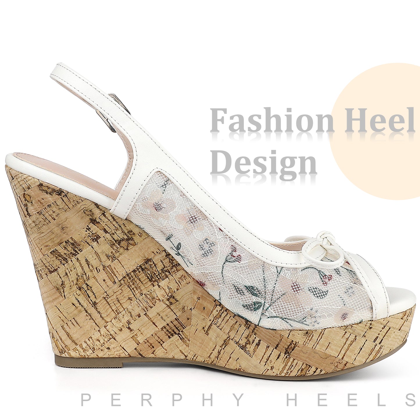Sandalias de cuña con plataforma, lazo y encaje para mujer