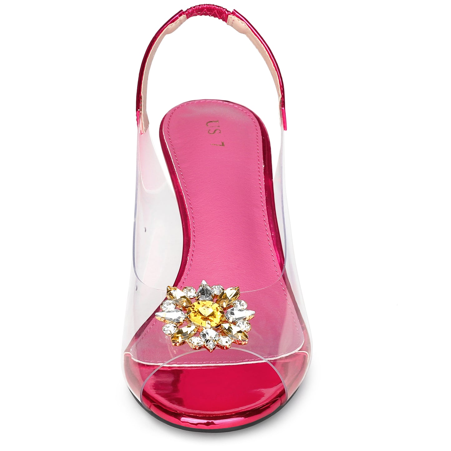 Sandalias de mujer con punta abierta, tacones de cuña transparentes y diamantes de imitación