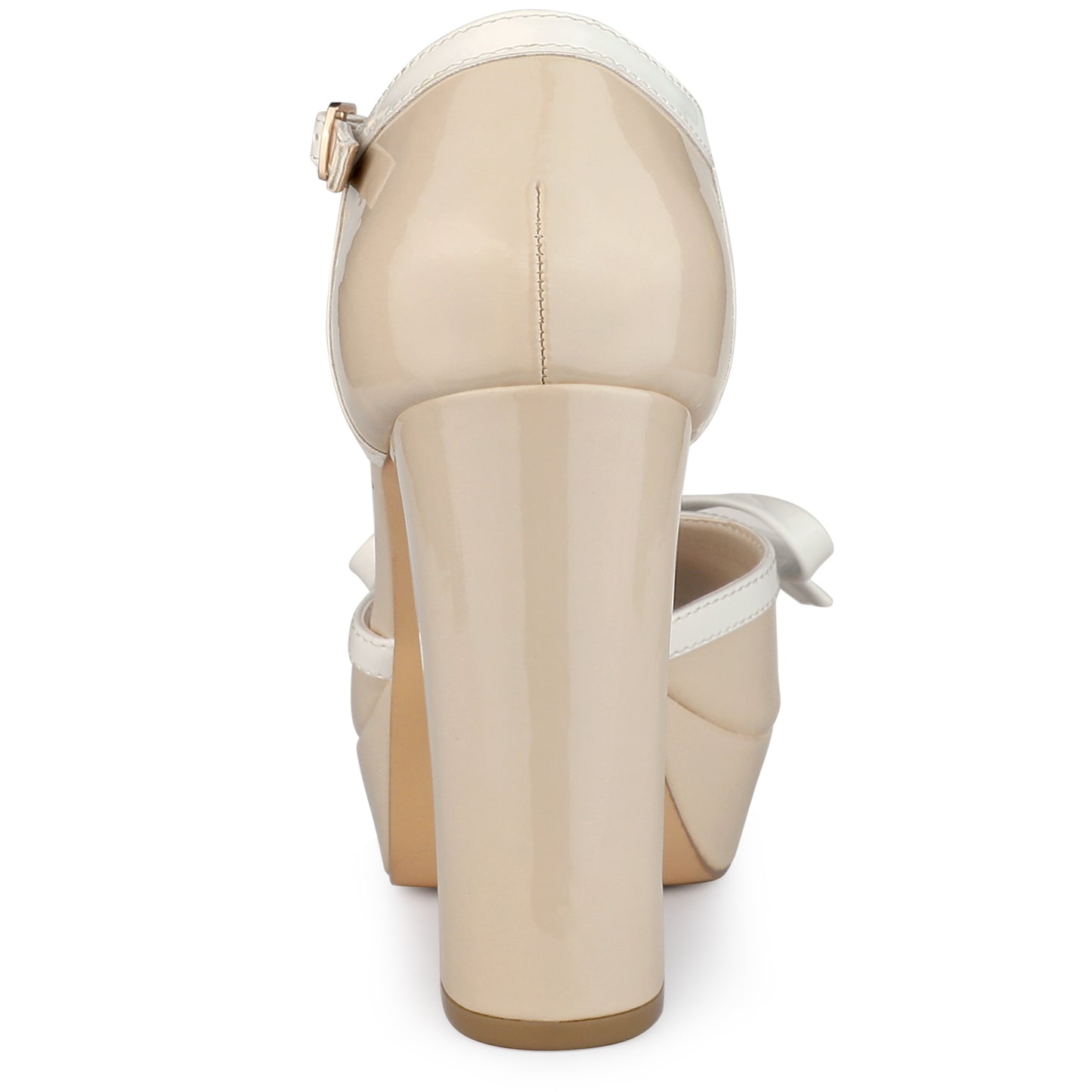 Zapatos de tacón grueso con plataforma y lazo en T para mujer