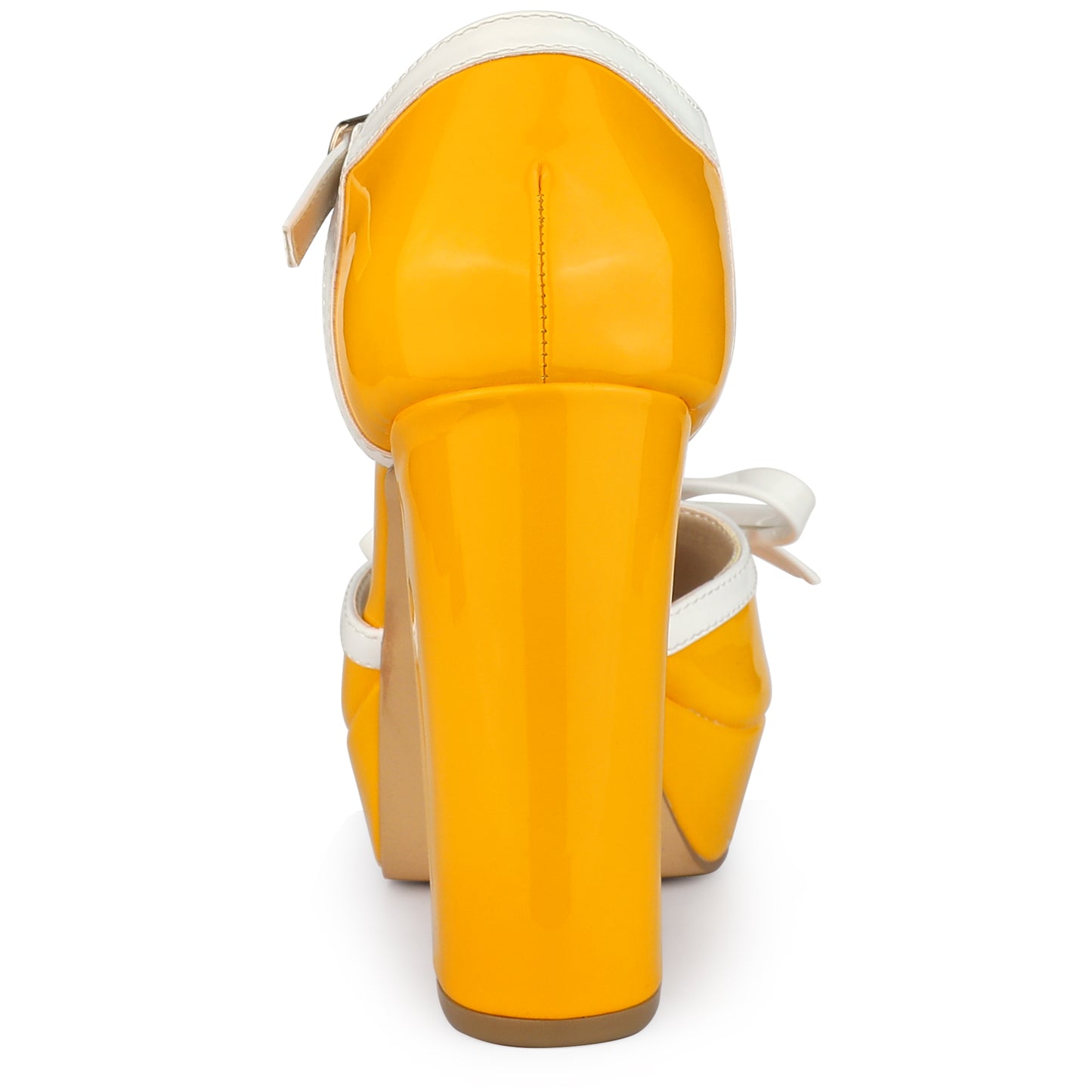 Zapatos de tacón grueso con plataforma y lazo en T para mujer