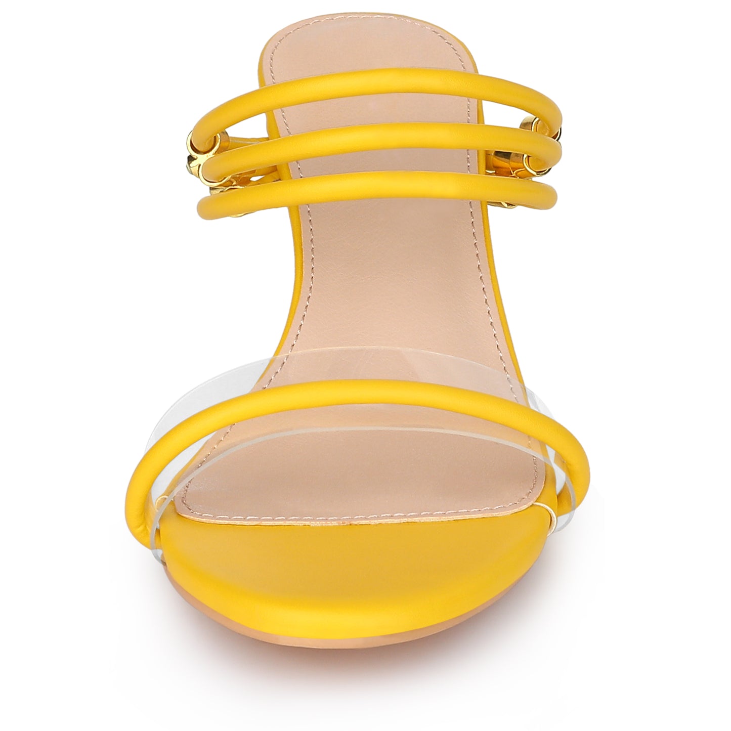 Sandalias de cuña con tacón de cristal transparente para mujer