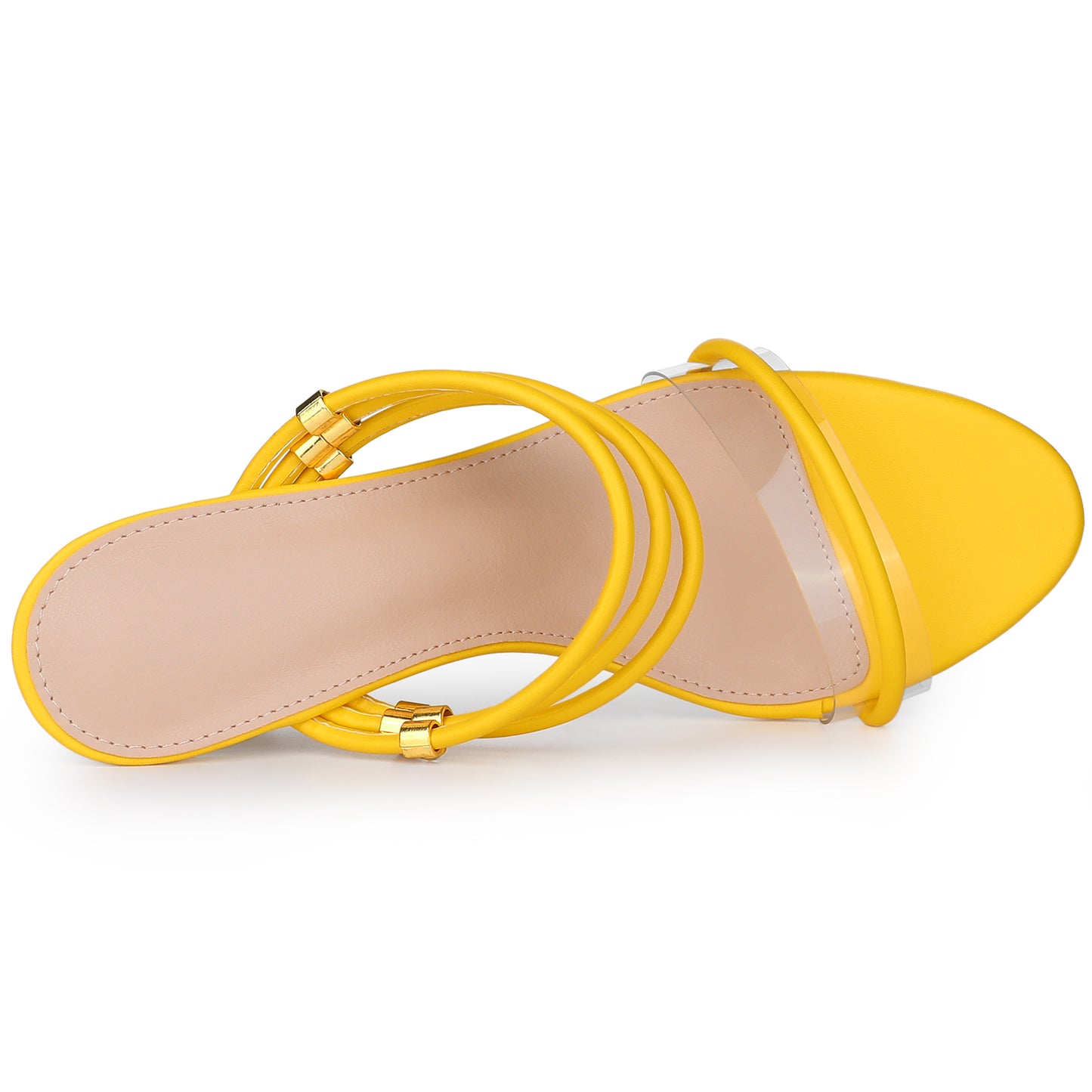 Sandalias de cuña con tacón de cristal transparente para mujer