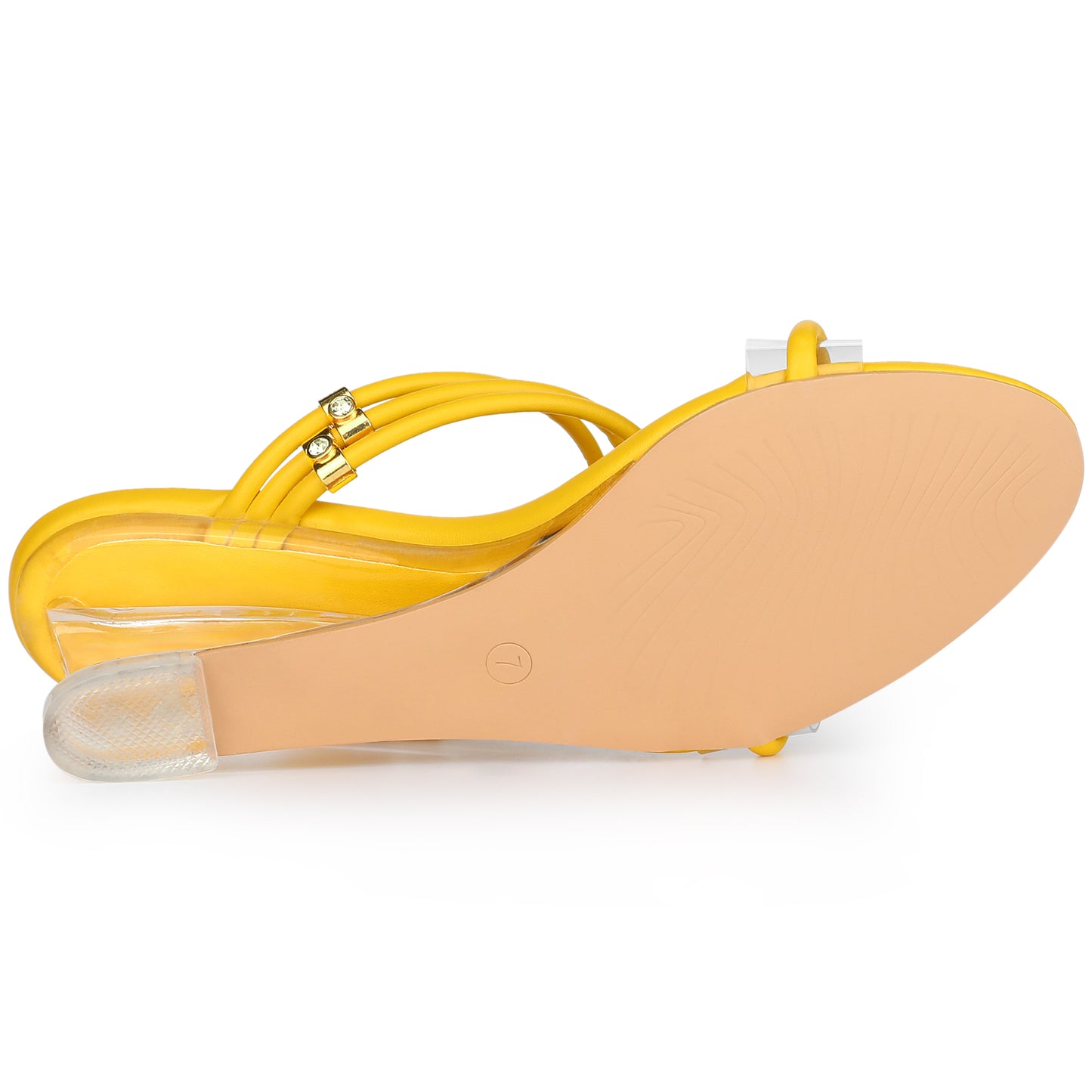 Sandalias de cuña con tacón de cristal transparente para mujer