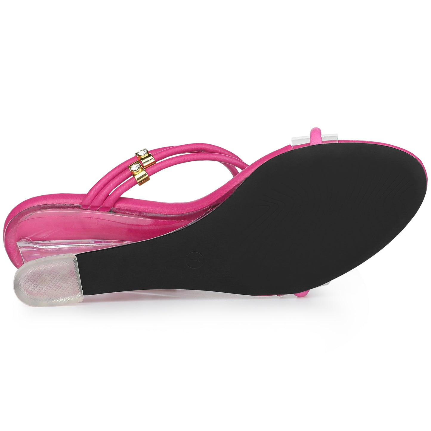 Women's Clear Glass Heel Slide Wedge Heel Wedge Sandals