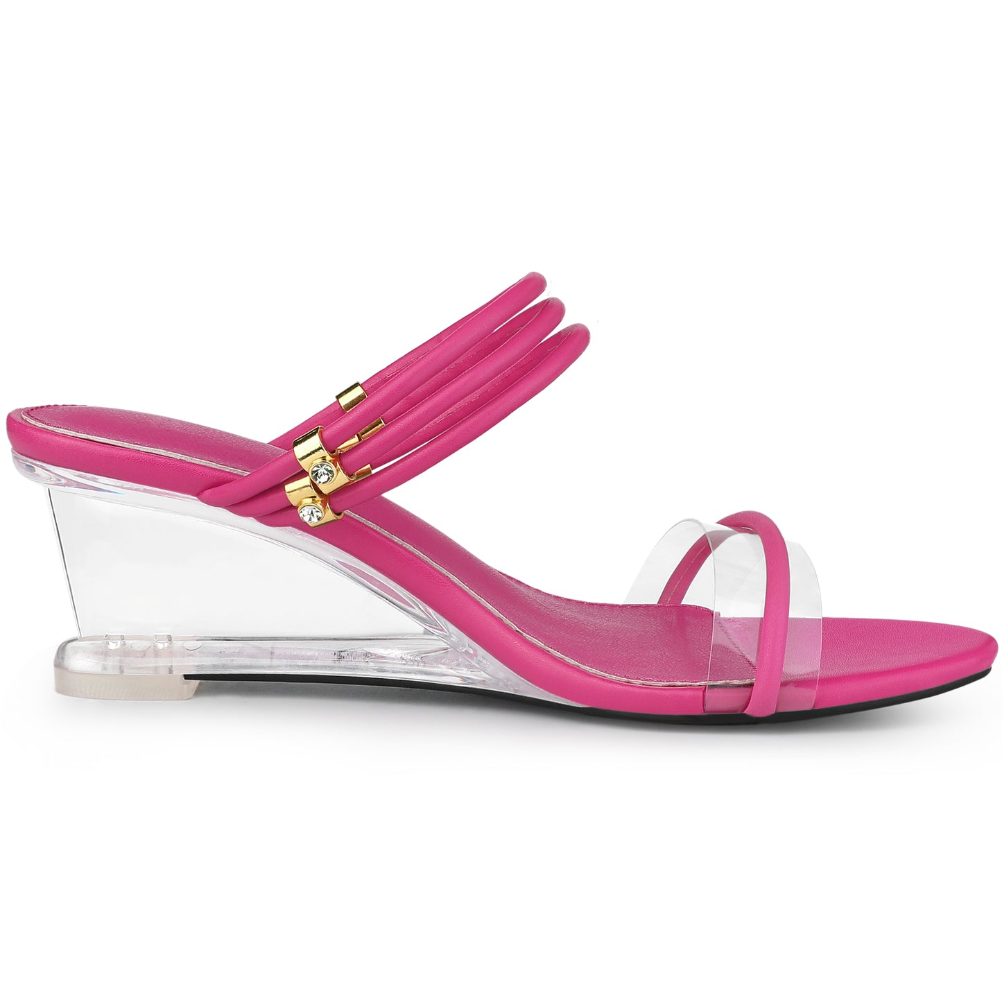 Women's Clear Glass Heel Slide Wedge Heel Wedge Sandals