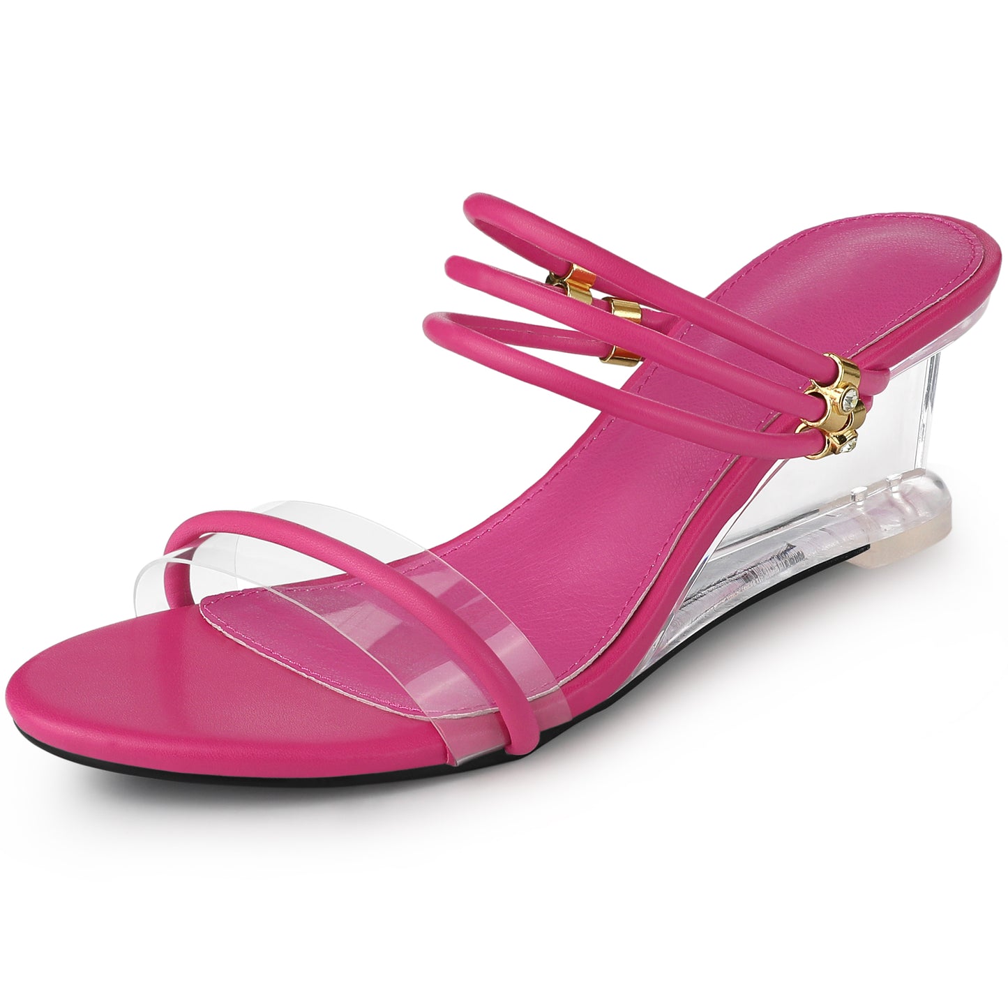 Women's Clear Glass Heel Slide Wedge Heel Wedge Sandals
