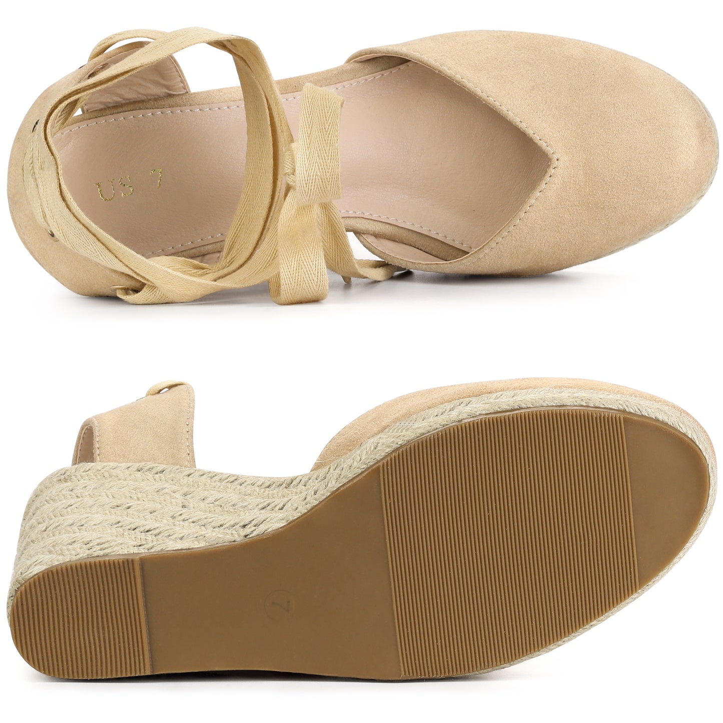 Sandalias de plataforma con cuña y cordones para mujer