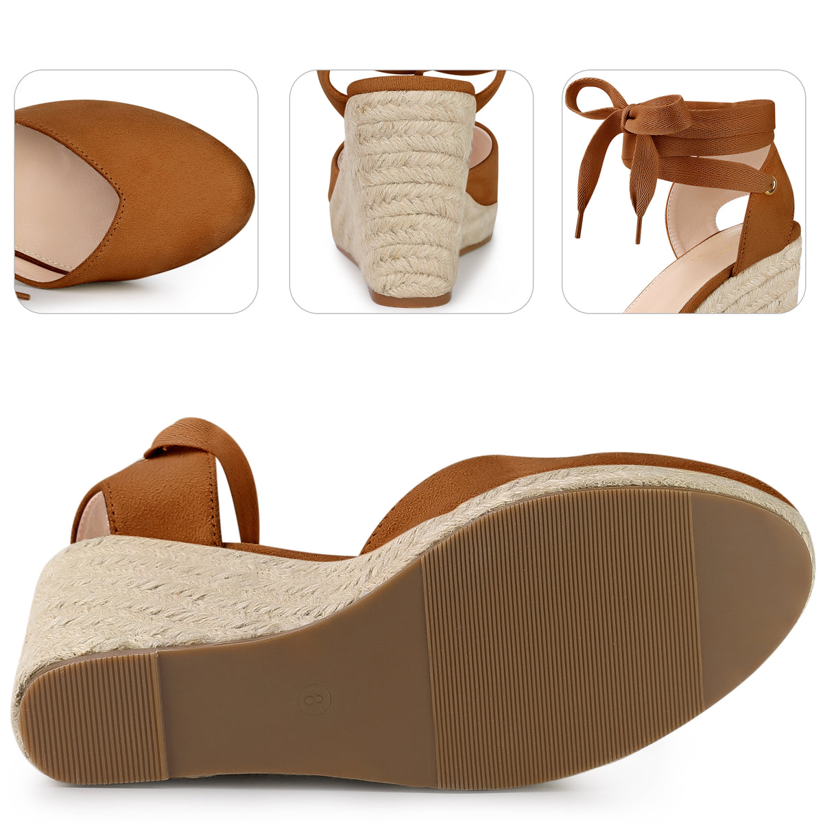 Women Espadrille Platform Wedge Heel Lace Up Sandals