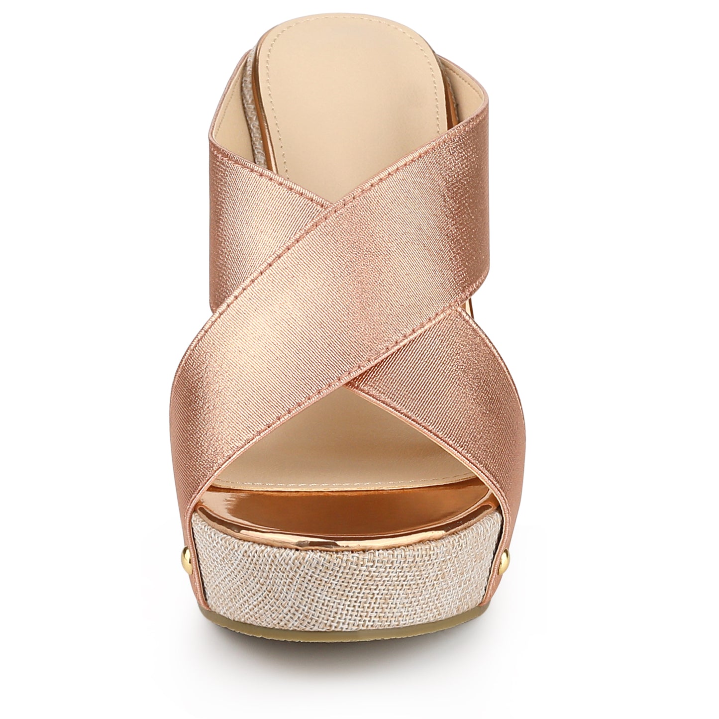 Women Open Toe Linen Platform Slide Wedge Sandals
