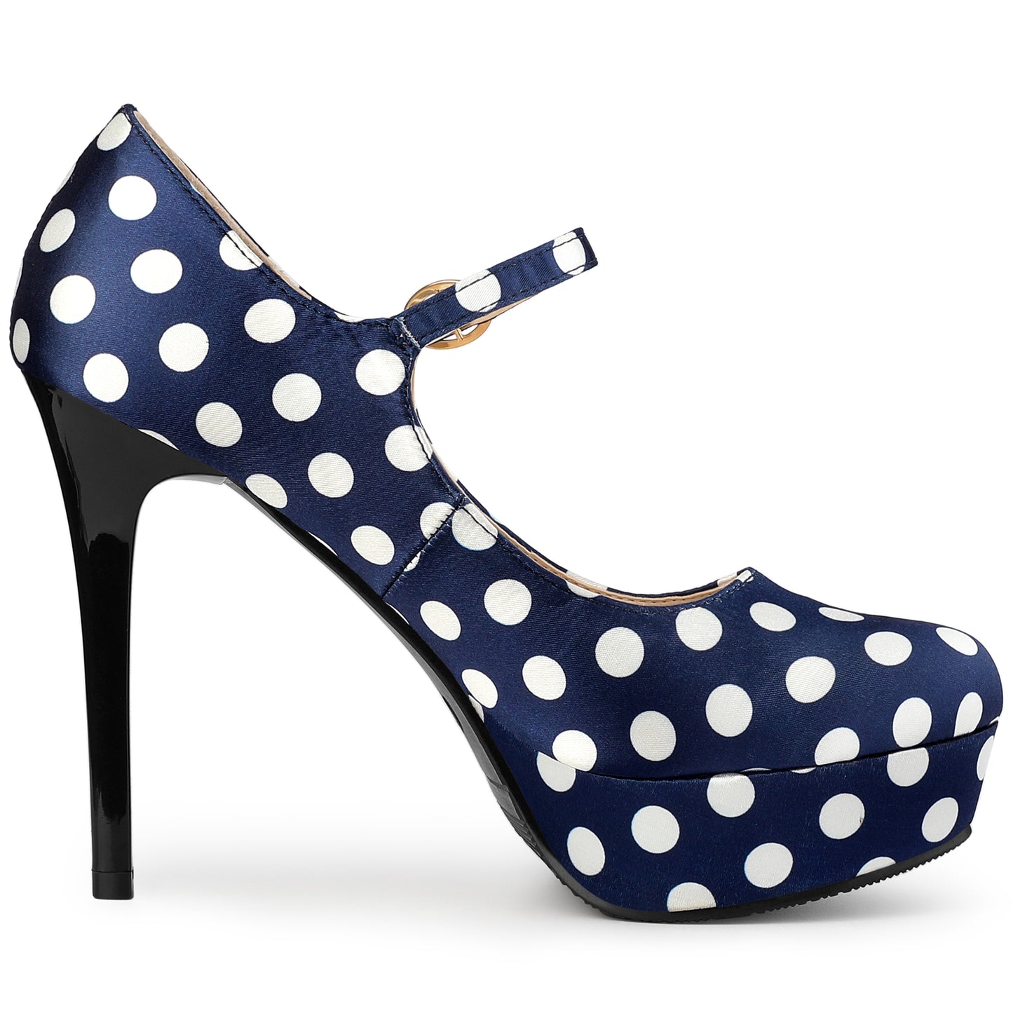 Zapatos Mary Jane de plataforma con lunares y tacón de aguja para mujer
