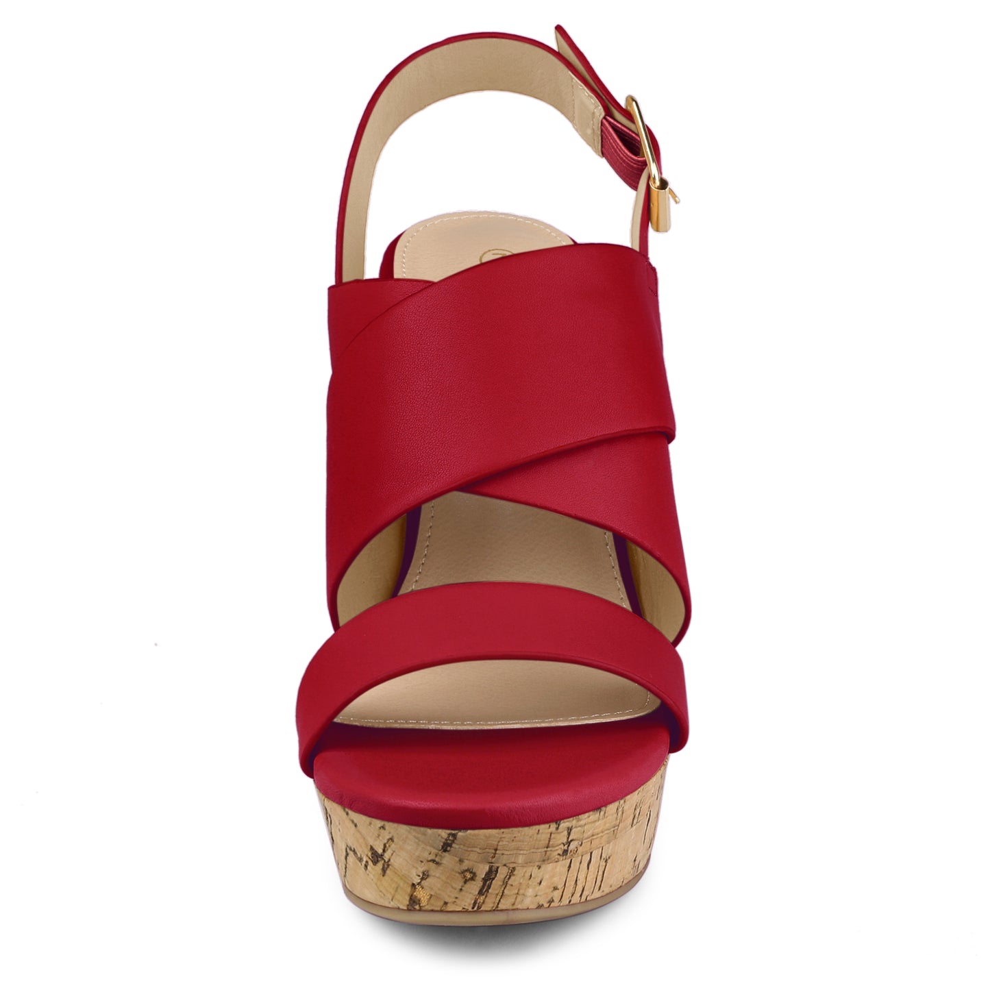 Women's Wood Decoration Strappy Platform Wedge Sandals