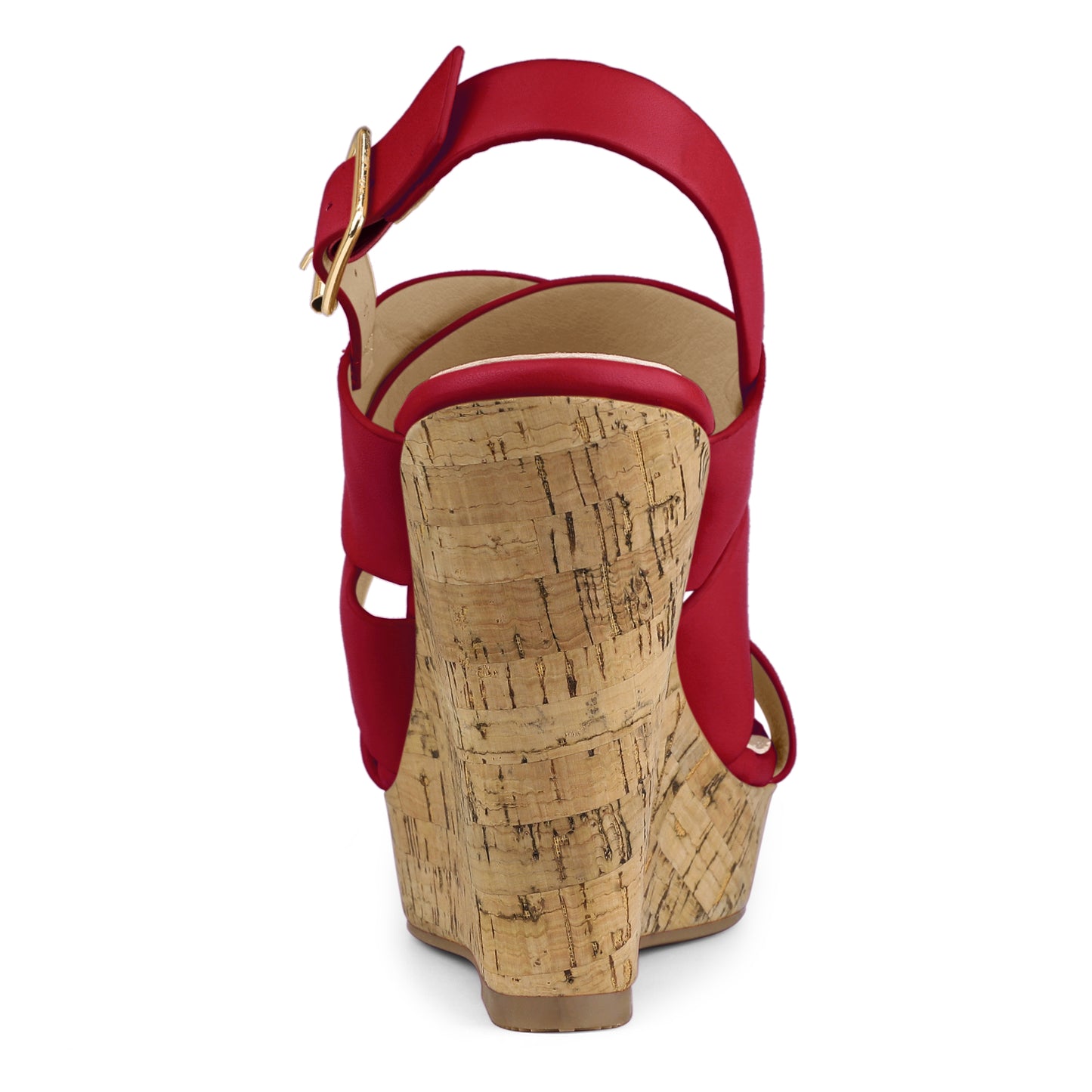 Women's Wood Decoration Strappy Platform Wedge Sandals