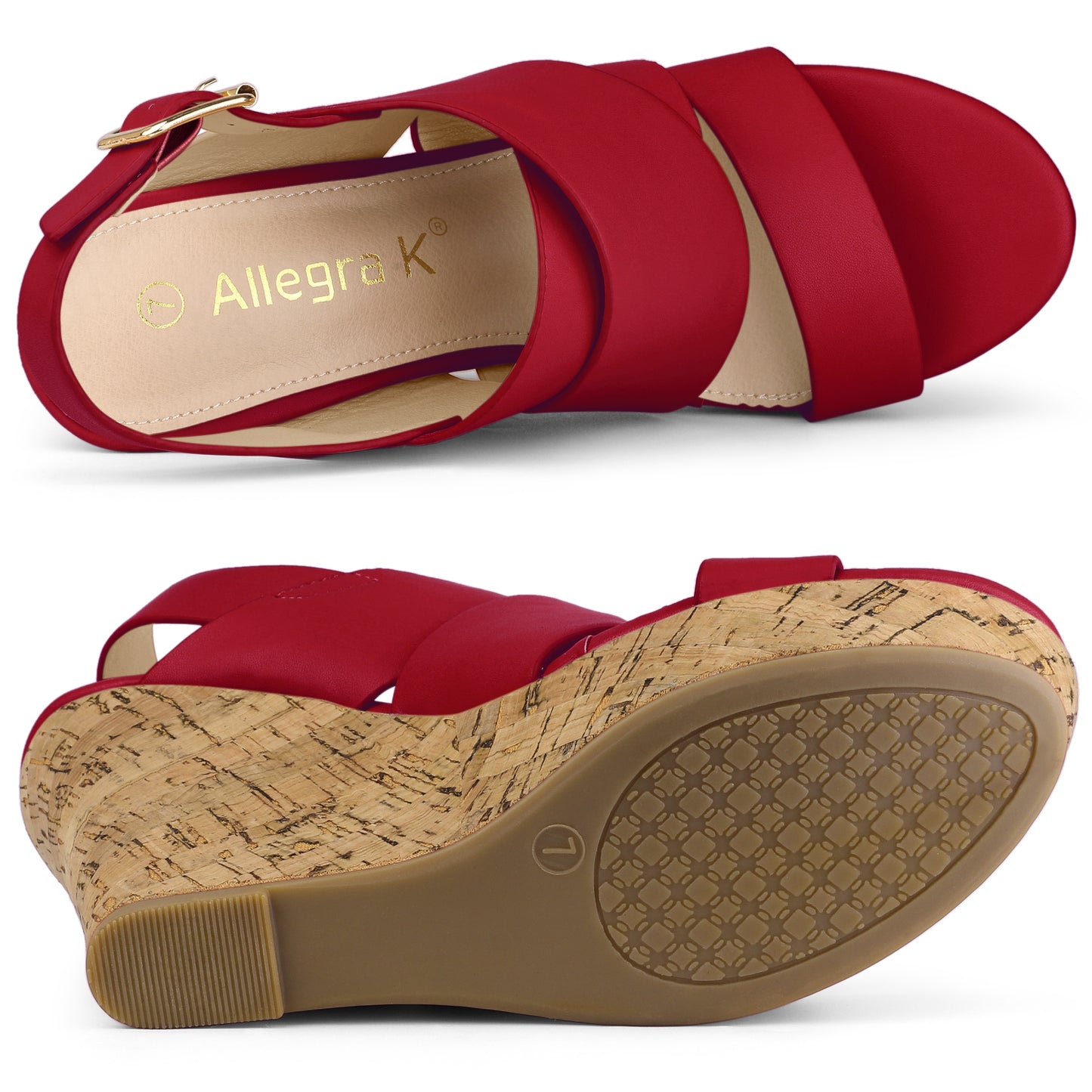 Women's Wood Decoration Strappy Platform Wedge Sandals