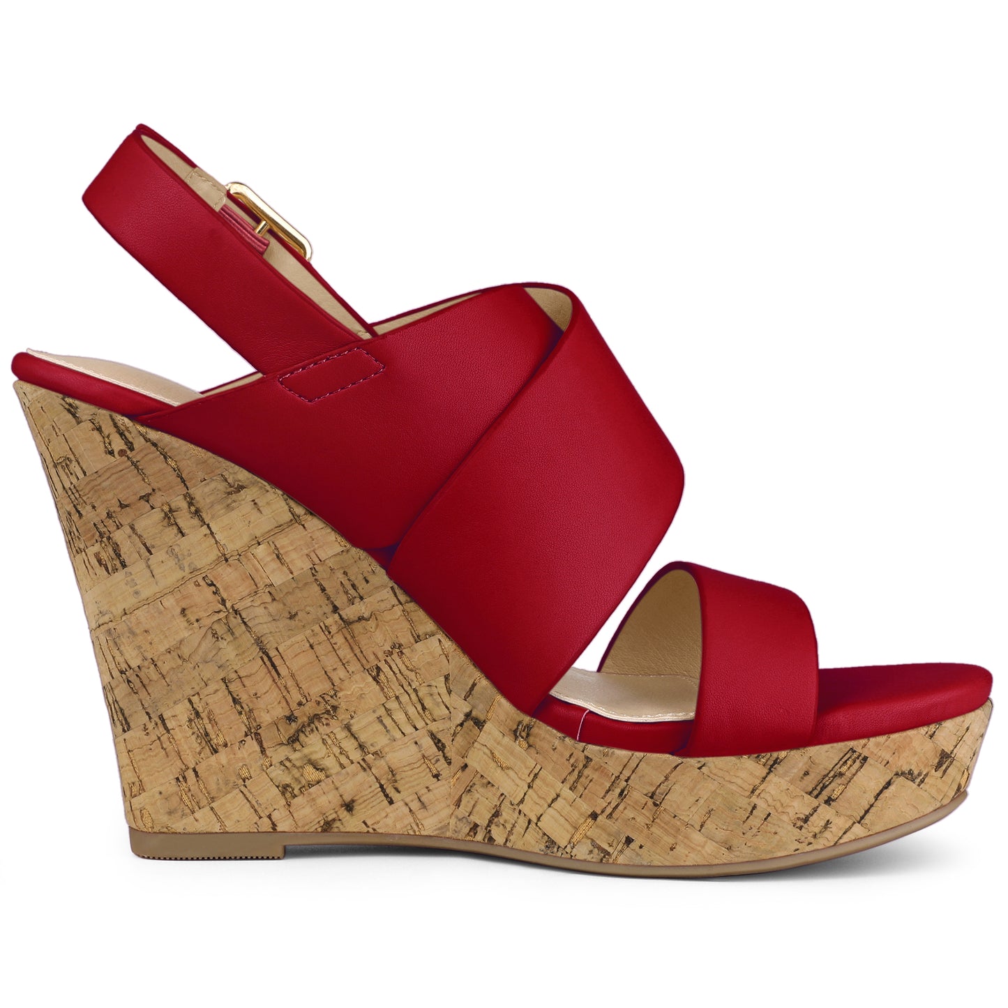 Women's Wood Decoration Strappy Platform Wedge Sandals