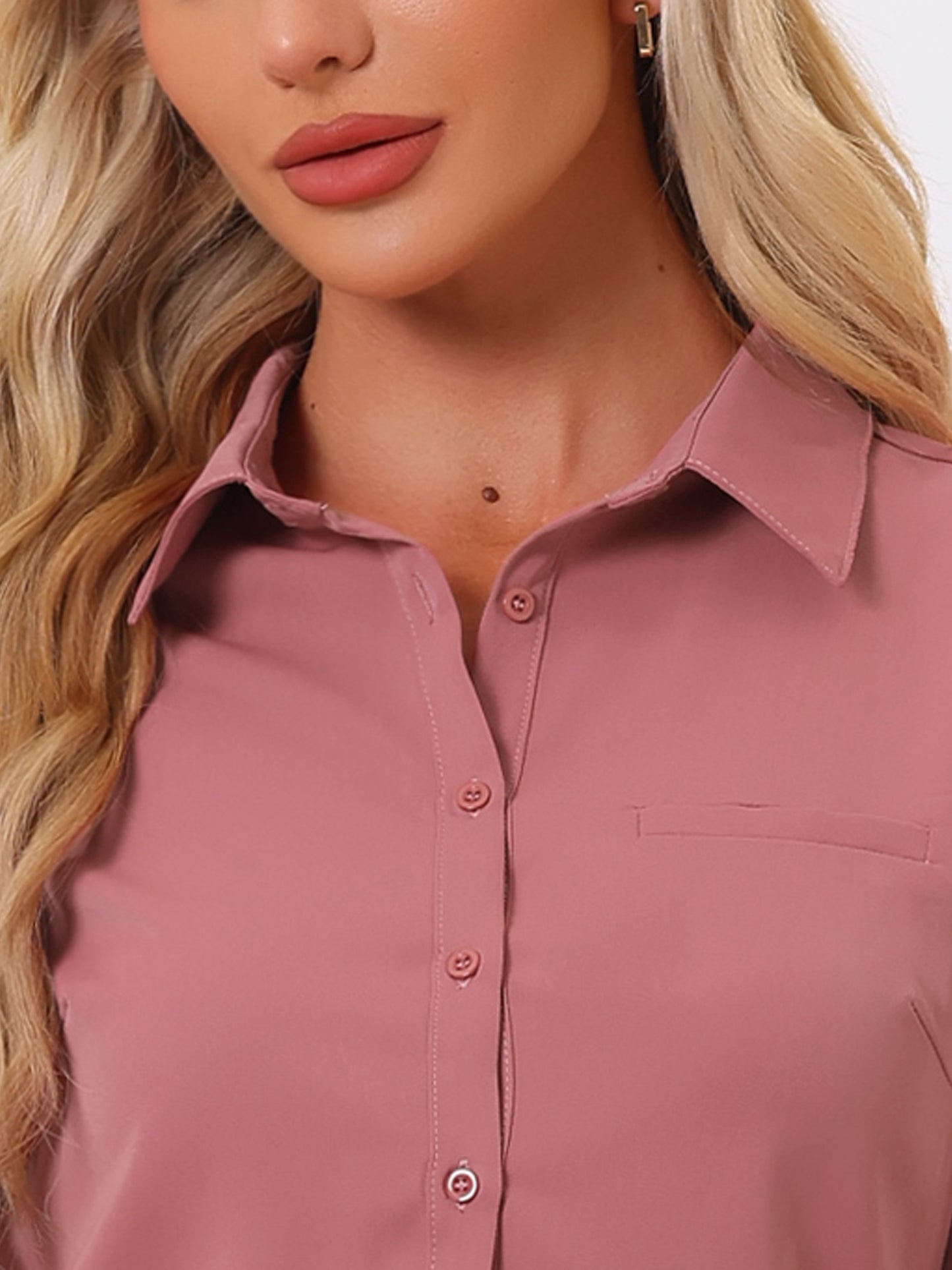 Women's Work Office Chiffon Long Sleeve Workwear Button Down Shirt (Available in Plus Size)