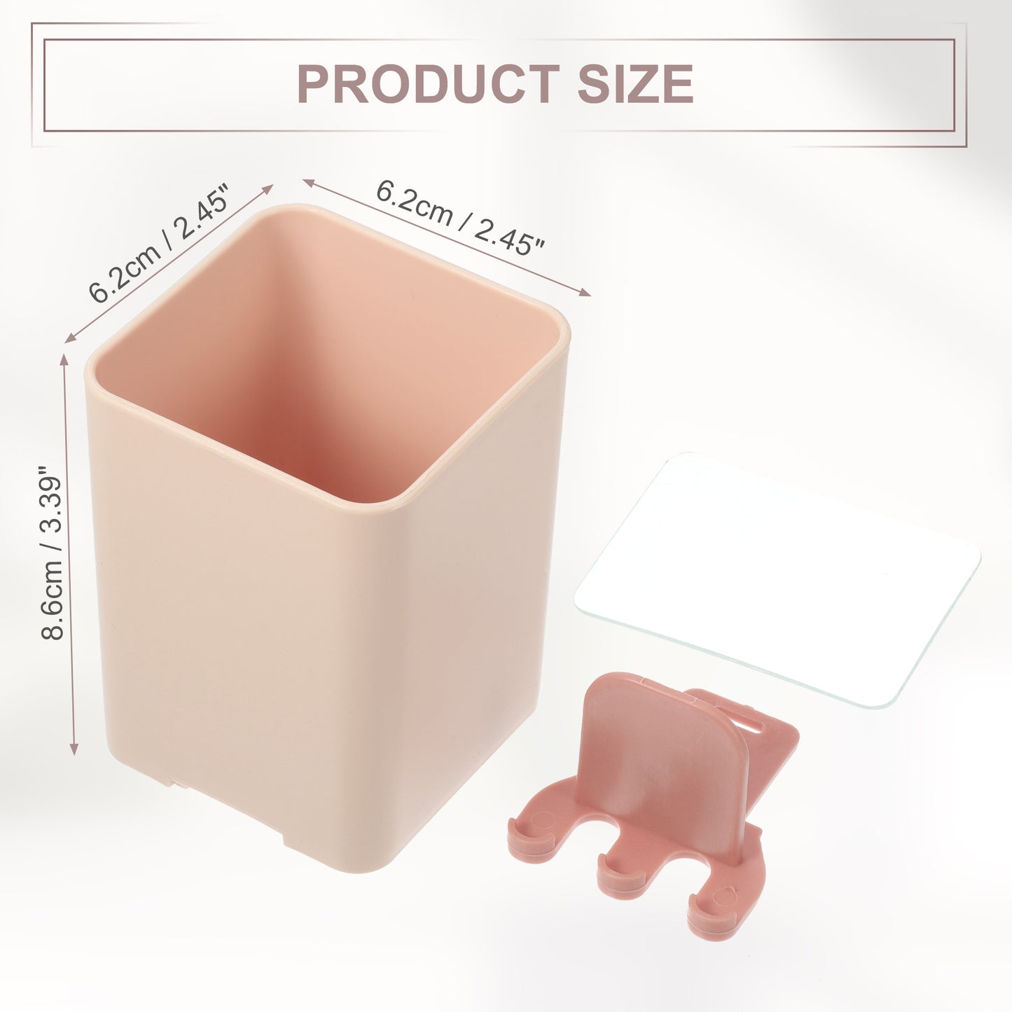 Portacepillos de dientes de pared para baño, organizador de almacenamiento, 6,25 x 6,25 x 8,5 cm, color rosa