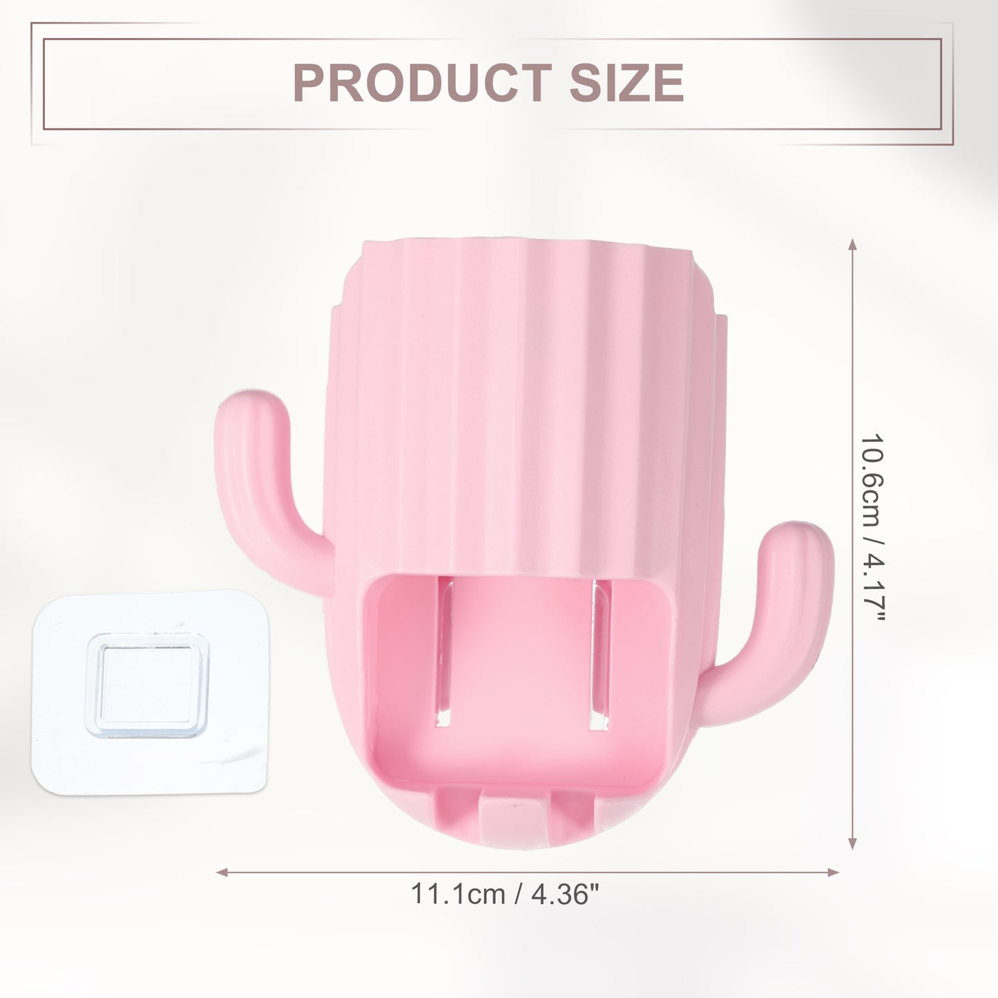 Cactus Wall Mounted Toothbrush Holder Organizers for Bathrooms, 2.45"x2.45"x3.39" Pink