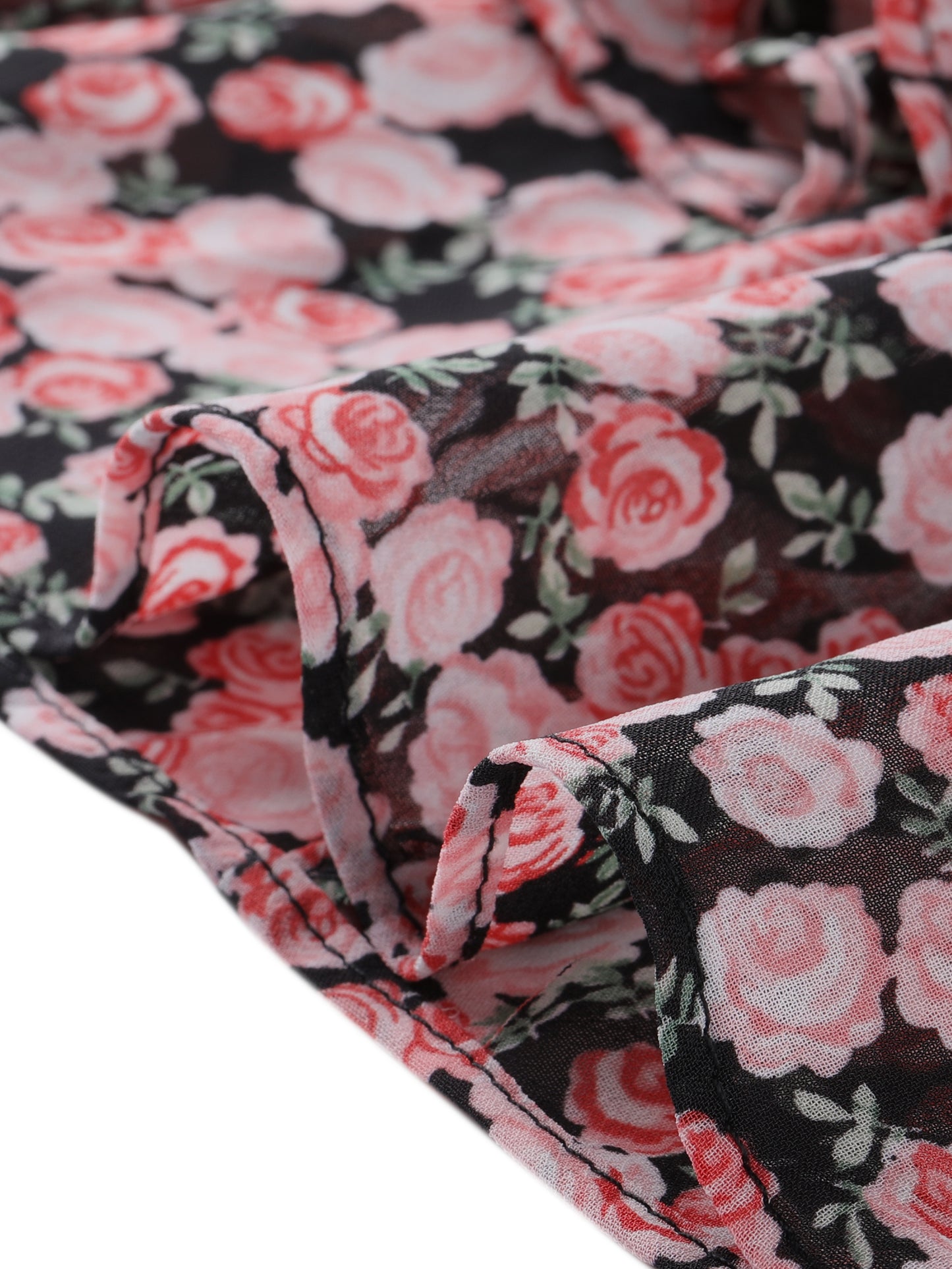 Falda corta con estampado floral para mujer, cintura alta elástica, con volantes y corte A
