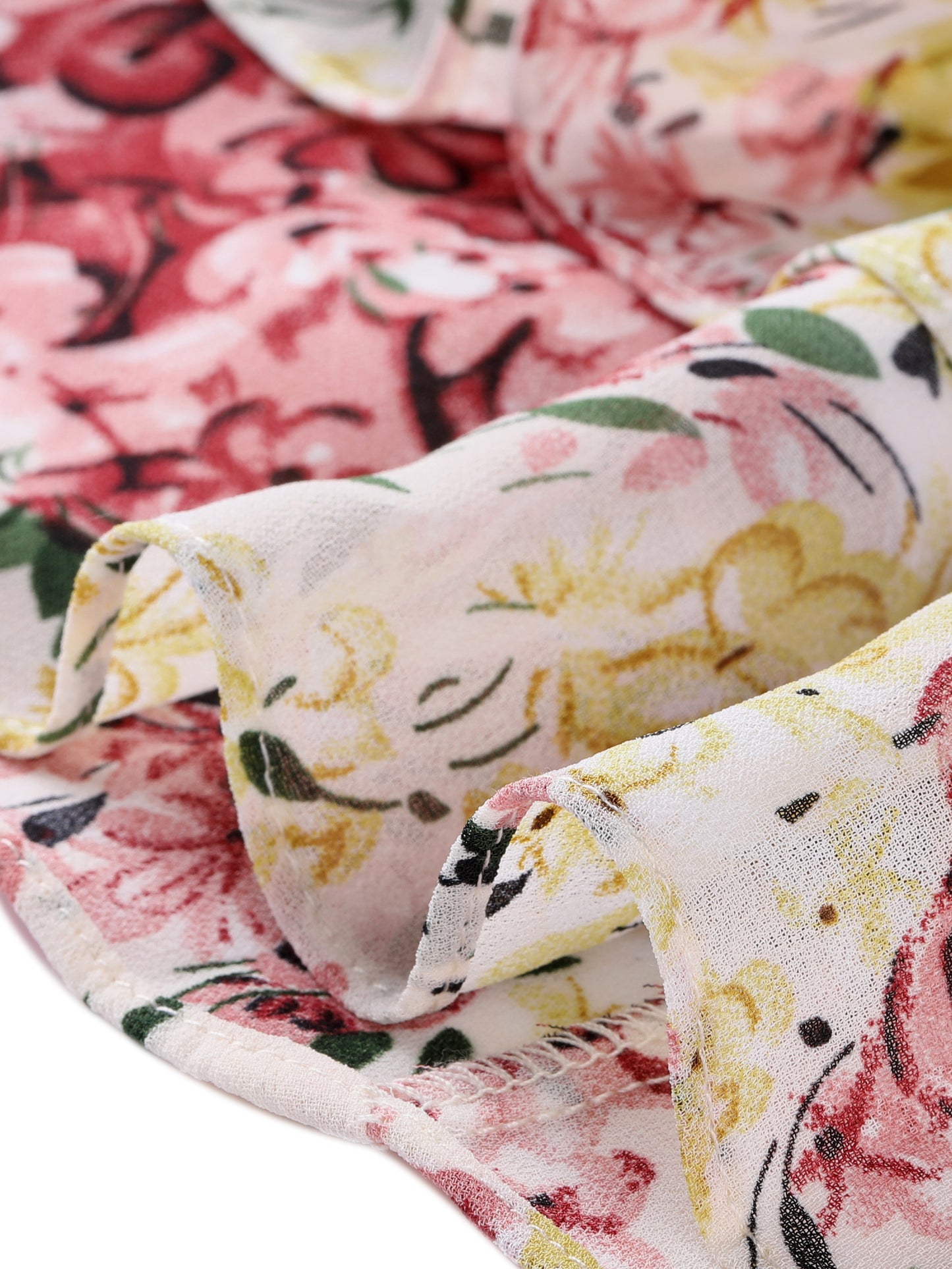 Women's Floral Print Skirt Elastic High Waist Layer Ruffle A-Line Mini Short Skirt