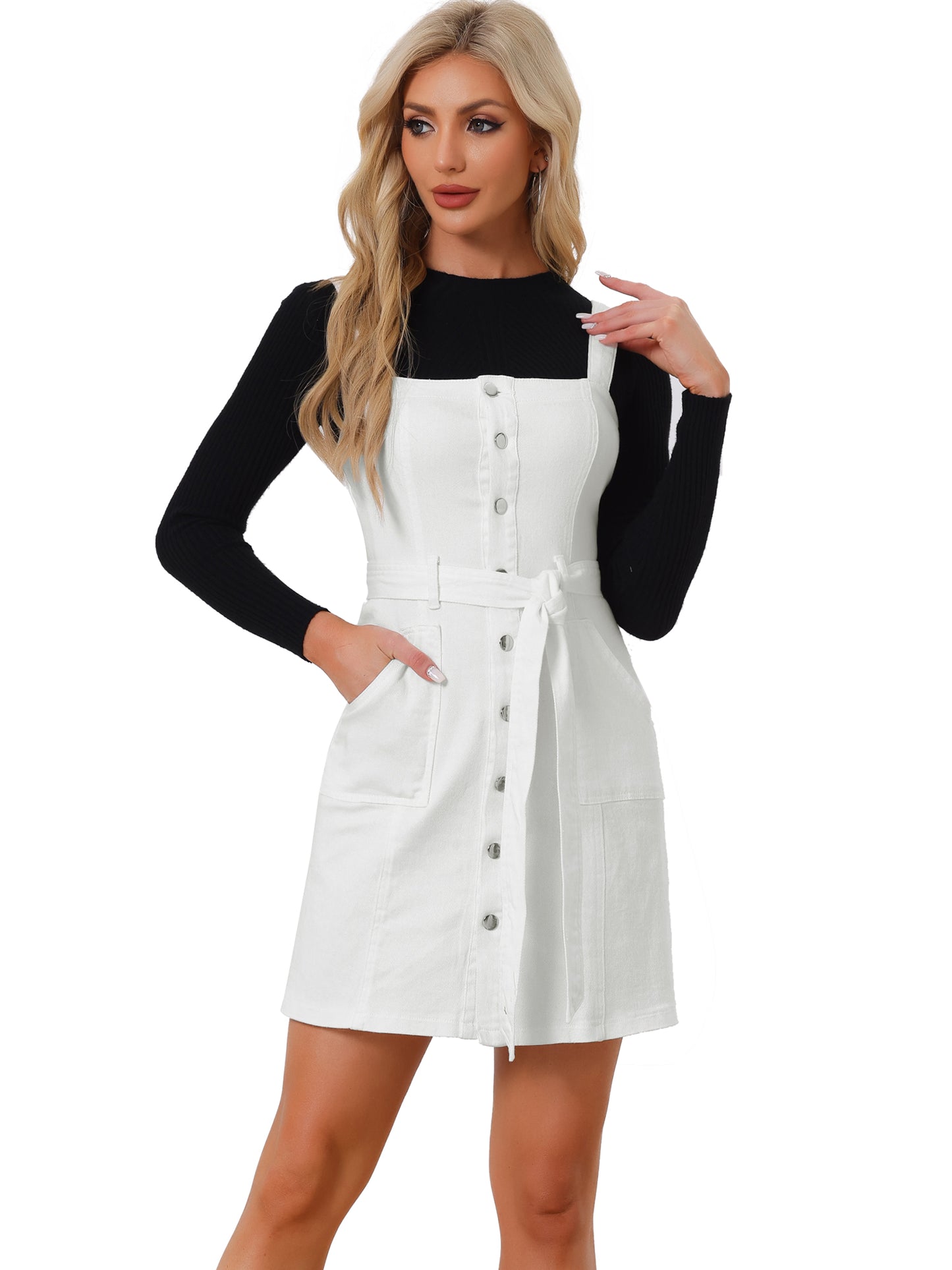Women's Classic Adjustable Strap Pinafore Denim Overall Dress