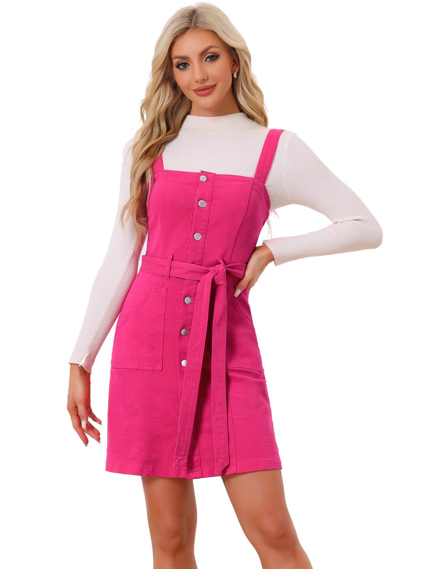 Women's Classic Adjustable Strap Pinafore Denim Overall Dress