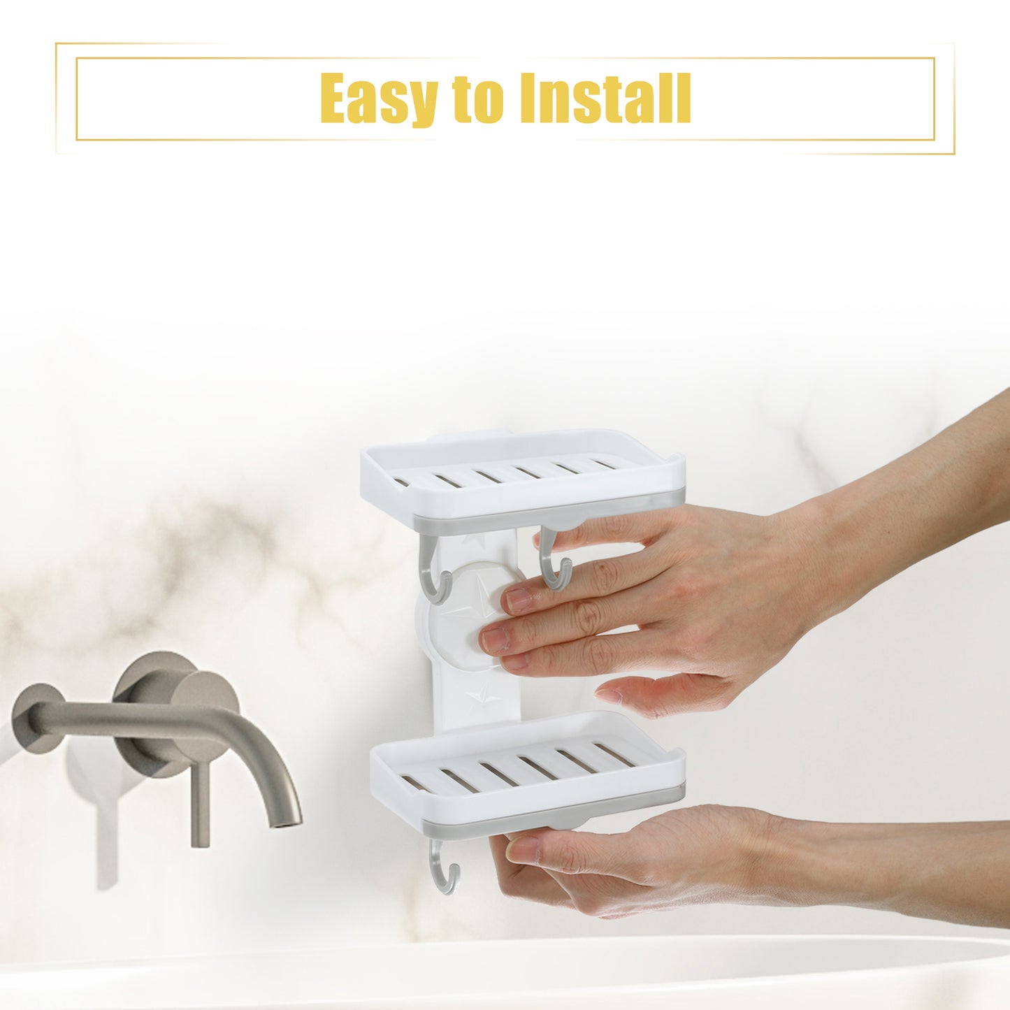 Wall Mounted Soap Dish Double Layter Soap Holder for Bathroom Kitchen White