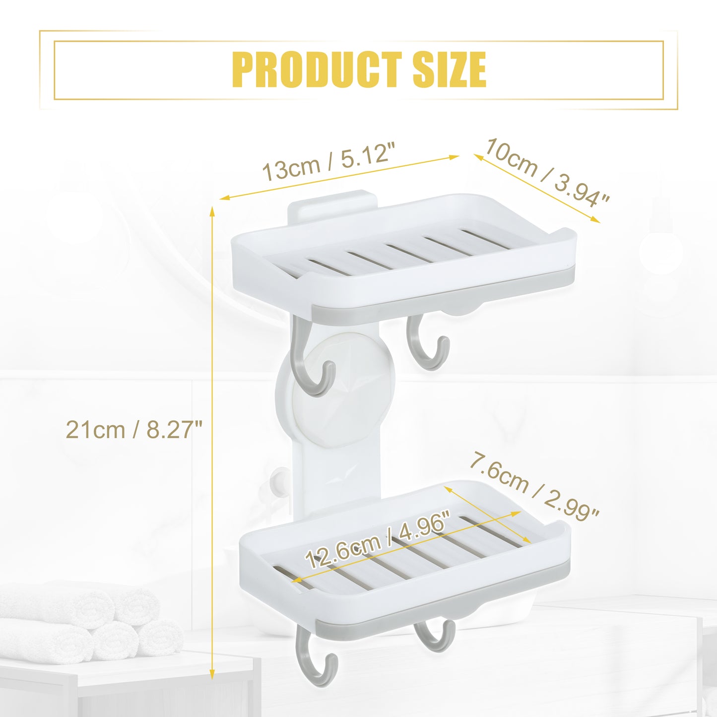 Wall Mounted Soap Dish Double Layter Soap Holder for Bathroom Kitchen White