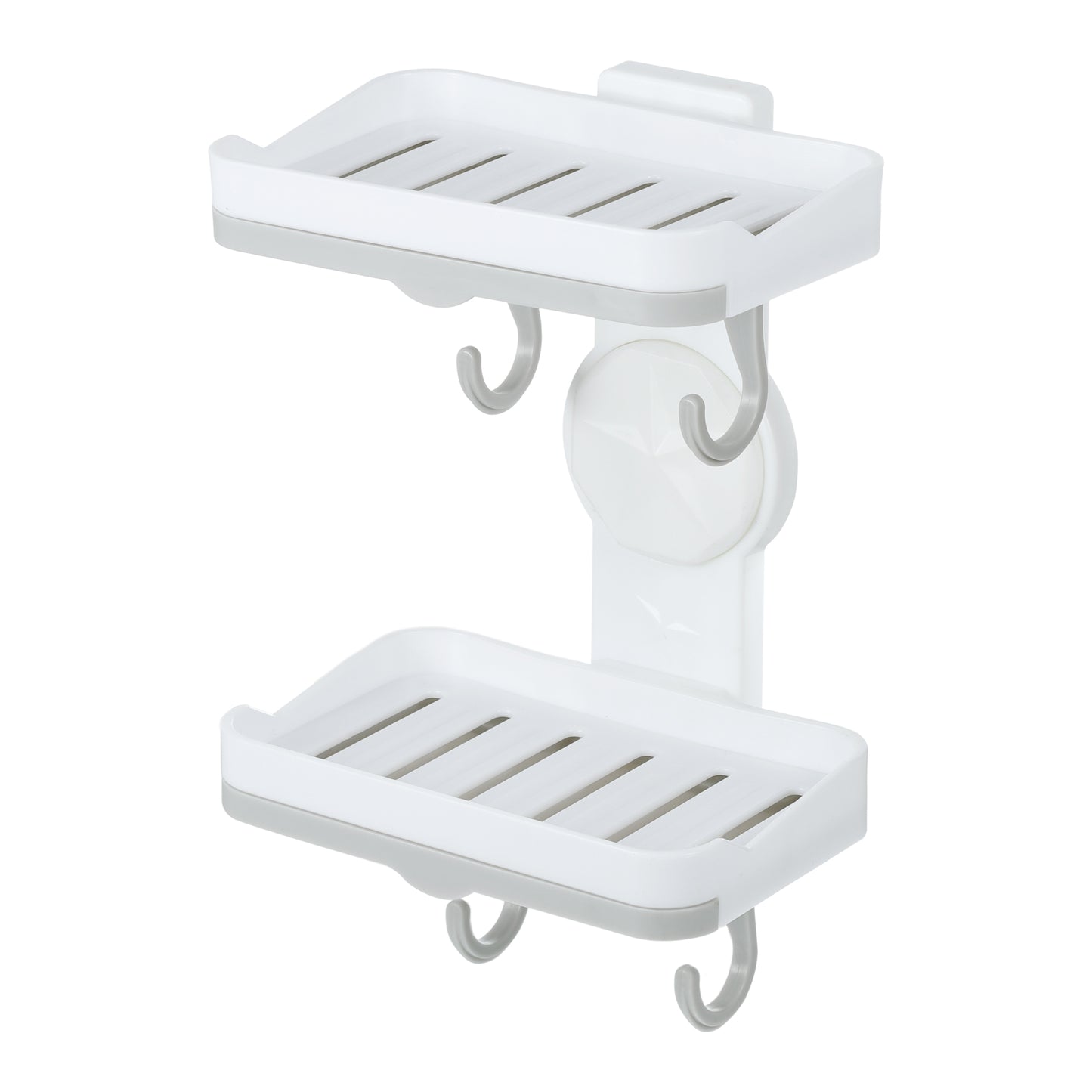 Jabonera de pared de doble capa para baño y cocina, color blanco