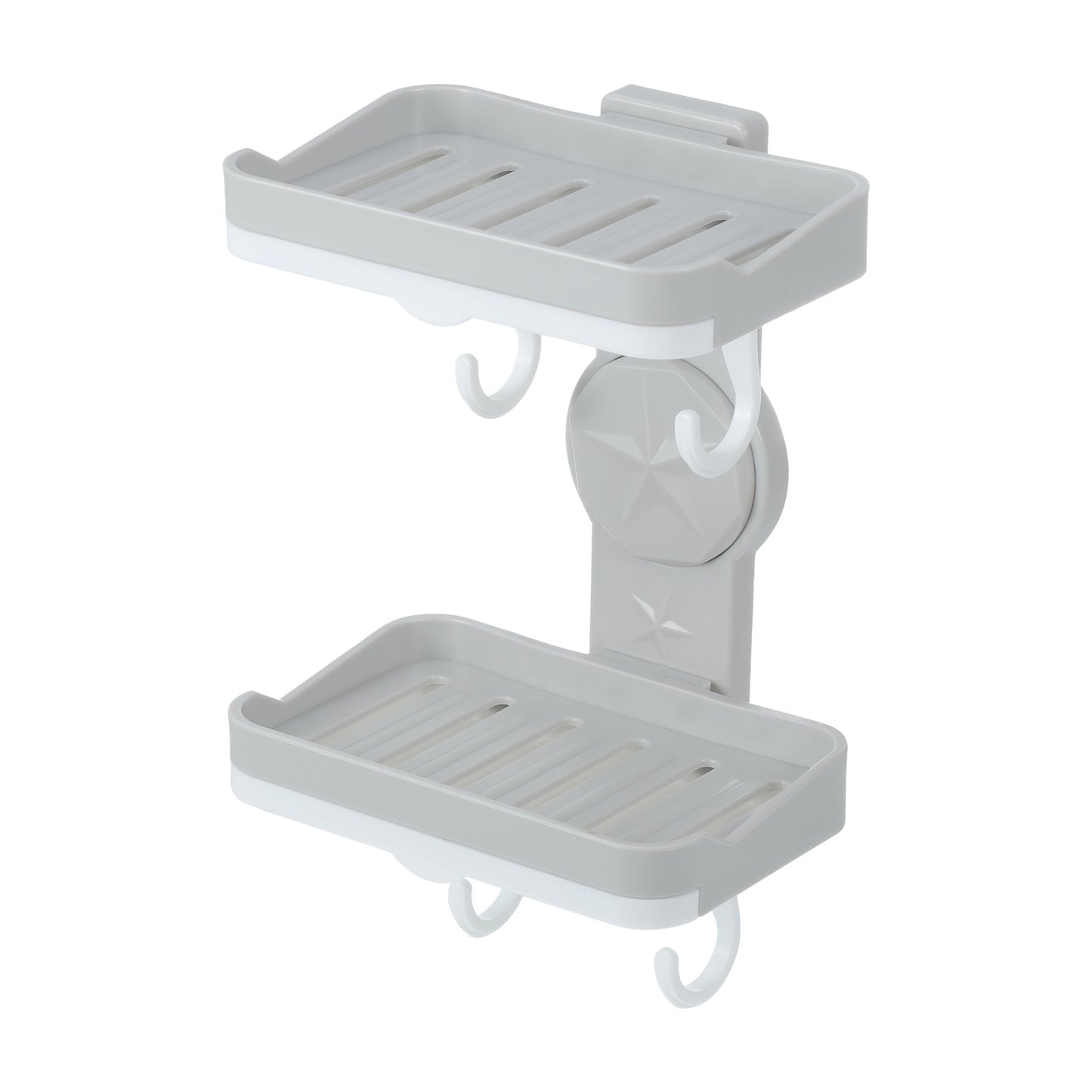 Wall Mounted Soap Dish Double Layter Soap Holder for Bathroom Kitchen Gray