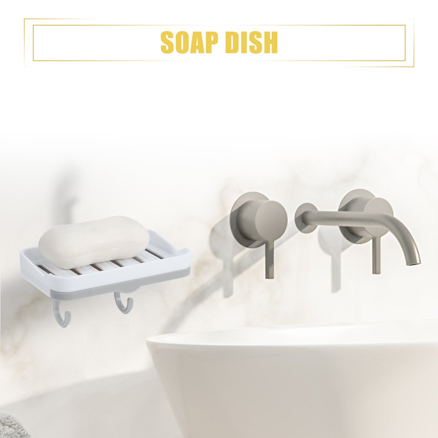 2 Pcs Soap Dish, Wall Mounted Soap Holder for Bathroom Kitchen White, Purple