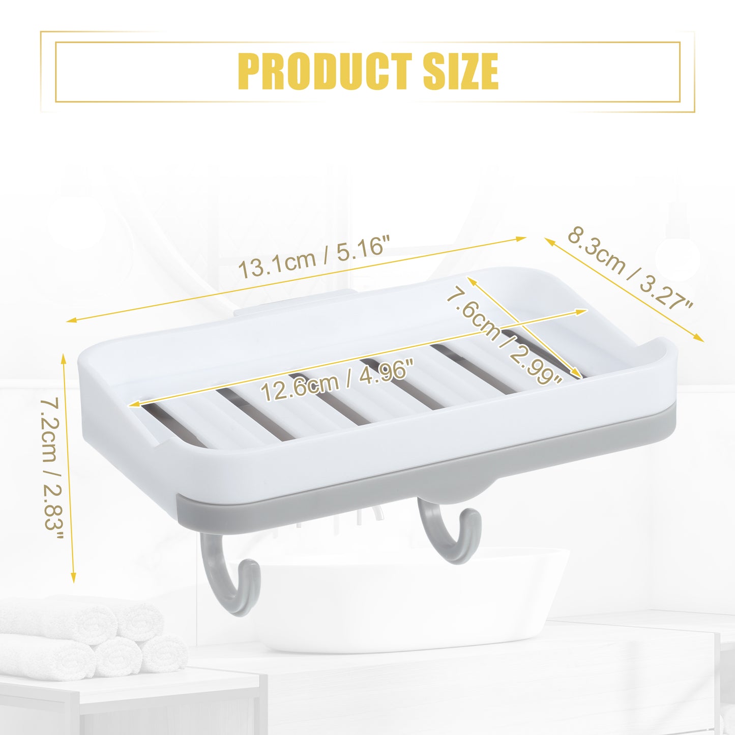 2 Pcs Soap Dish, Wall Mounted Soap Holder for Bathroom Kitchen White, Purple