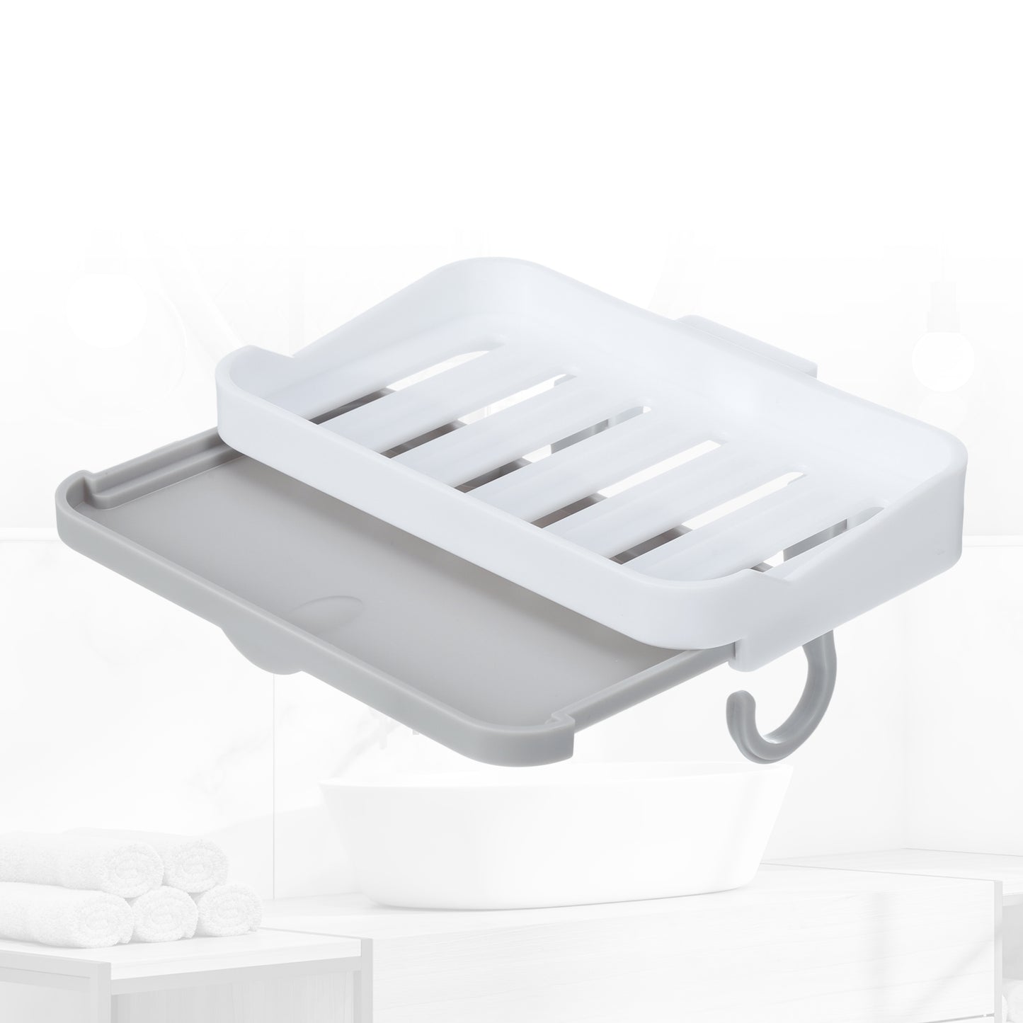 2 Pcs Soap Dish, Wall Mounted Soap Holder for Bathroom Kitchen White, Purple