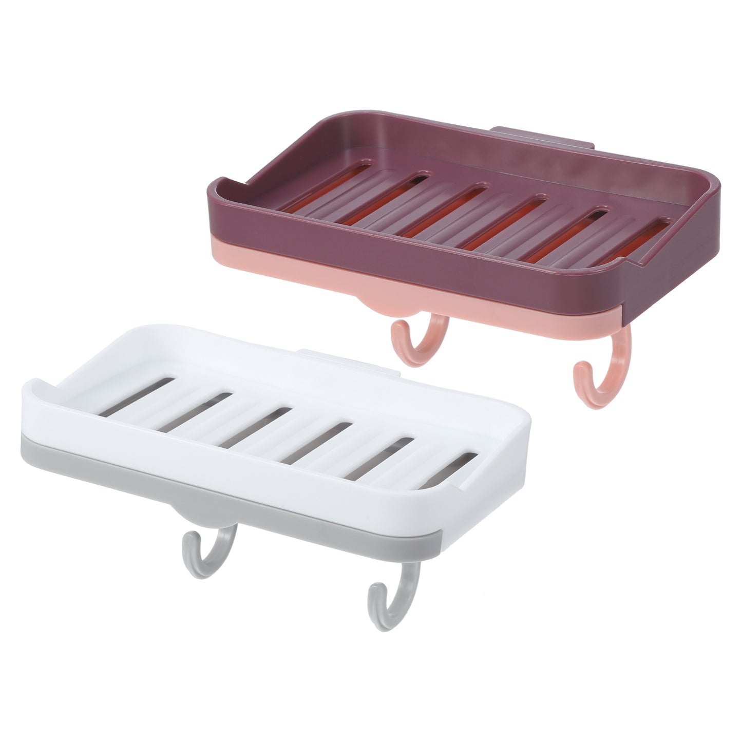 2 Pcs Soap Dish, Wall Mounted Soap Holder for Bathroom Kitchen White, Purple