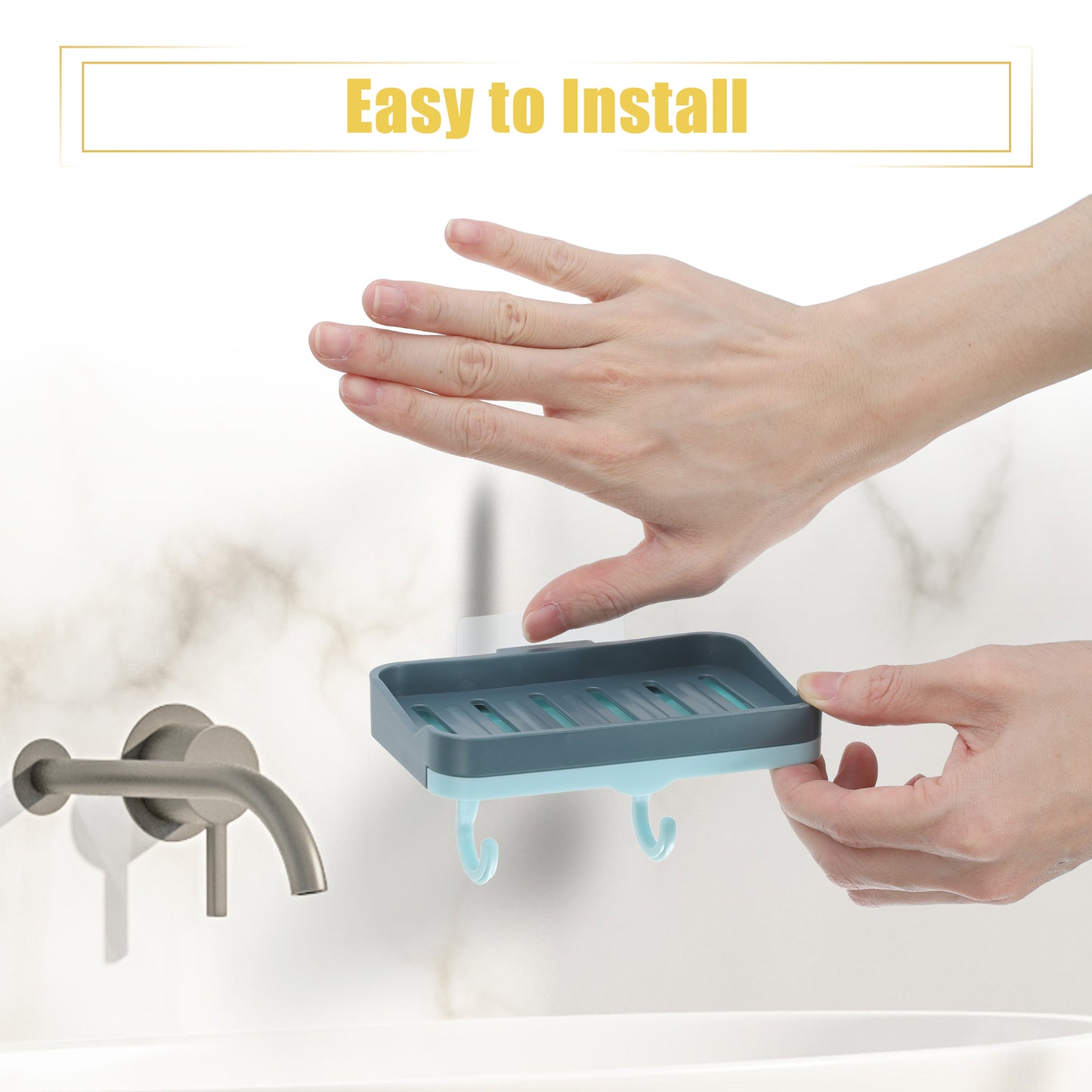 2 Pcs Soap Dish, Wall Mounted Soap Holder for Bathroom Kitchen Purple, Blue