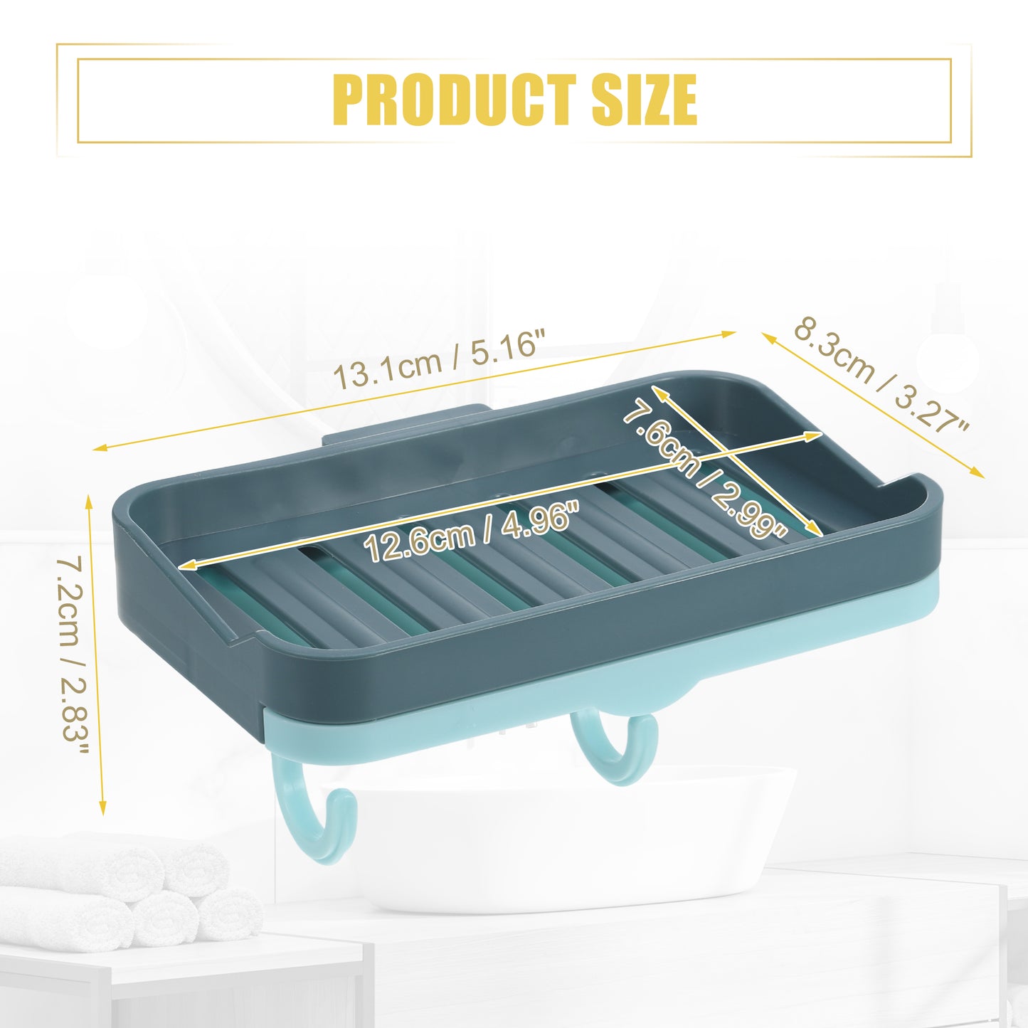 2 Pcs Soap Dish, Wall Mounted Soap Holder for Bathroom Kitchen Yellow, Blue
