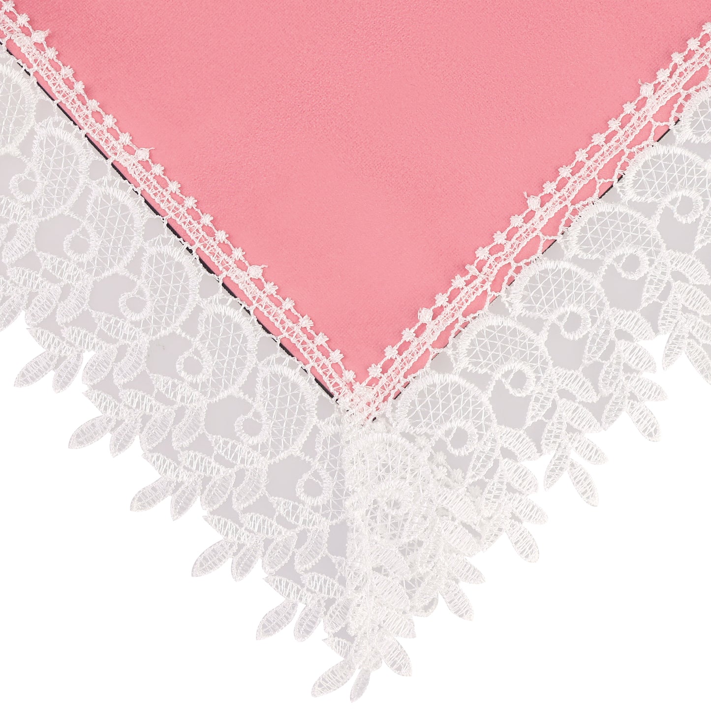 Mantel de encaje rectangular con decoración de macramé y poliéster