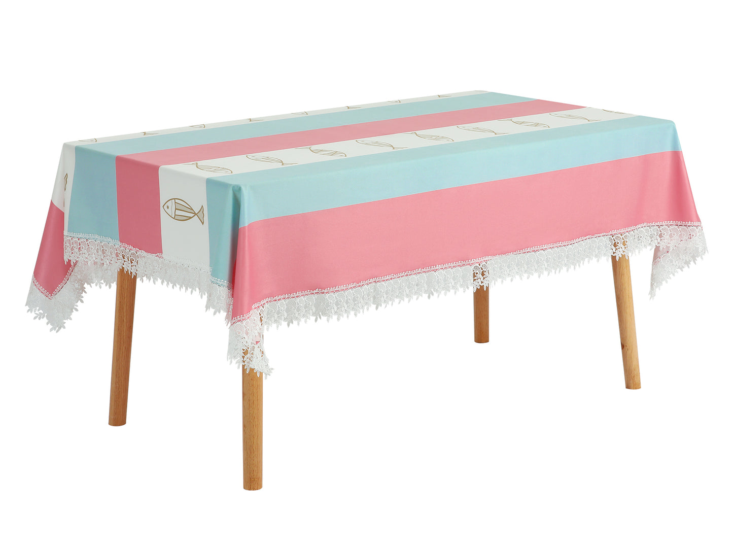 Mantel de encaje rectangular con decoración de macramé y poliéster