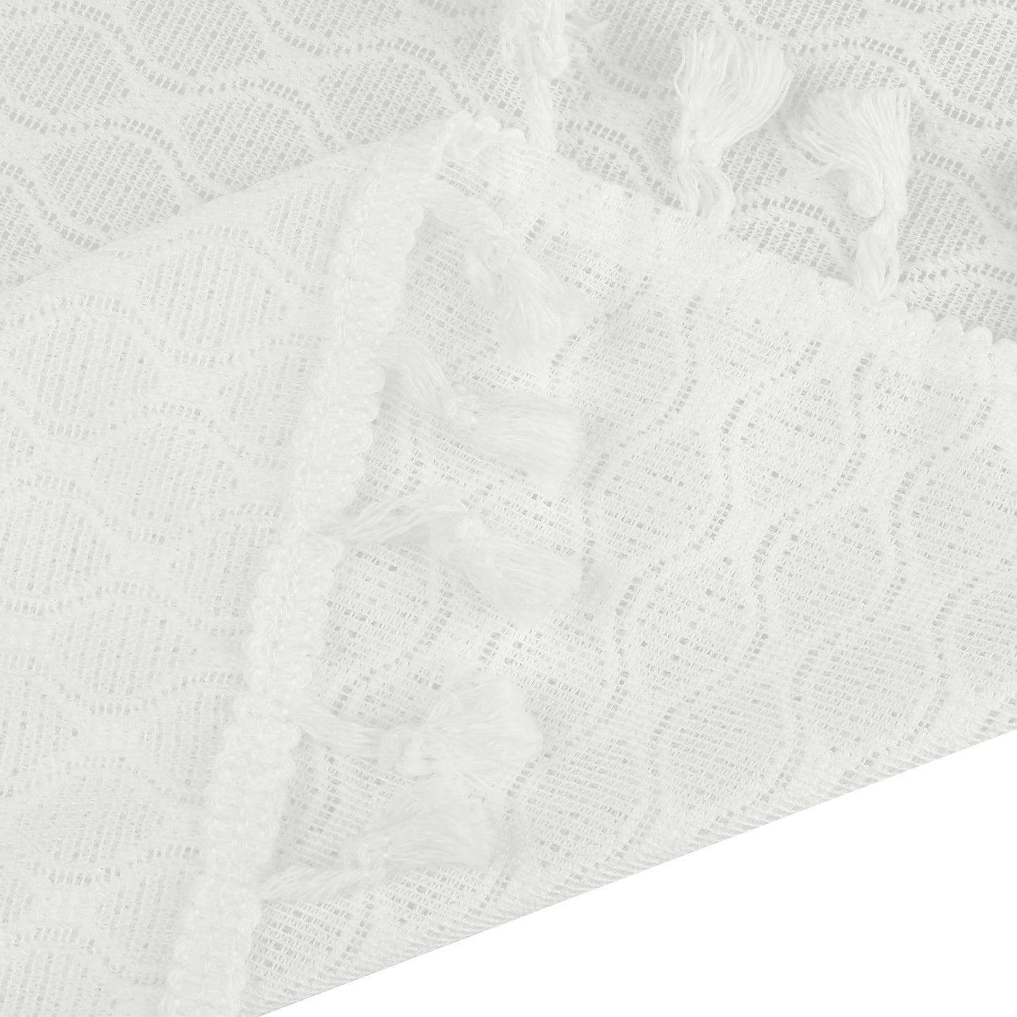 Mantel rectangular de poliéster con borlas, antiarrugas.