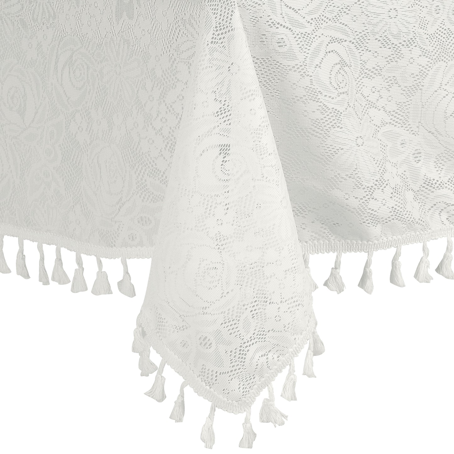 Rectangle Tablecloth, Polyester Table Cloth with Tassels Wrinkle Free Table Cover