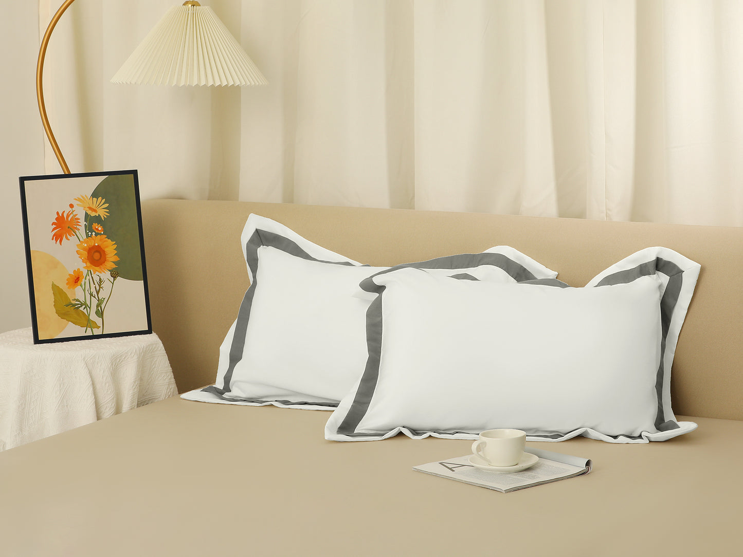 Polyester Pillow Cases Set of 2 with Envelope Closure, Room Decor Hair Care Pillow Shams