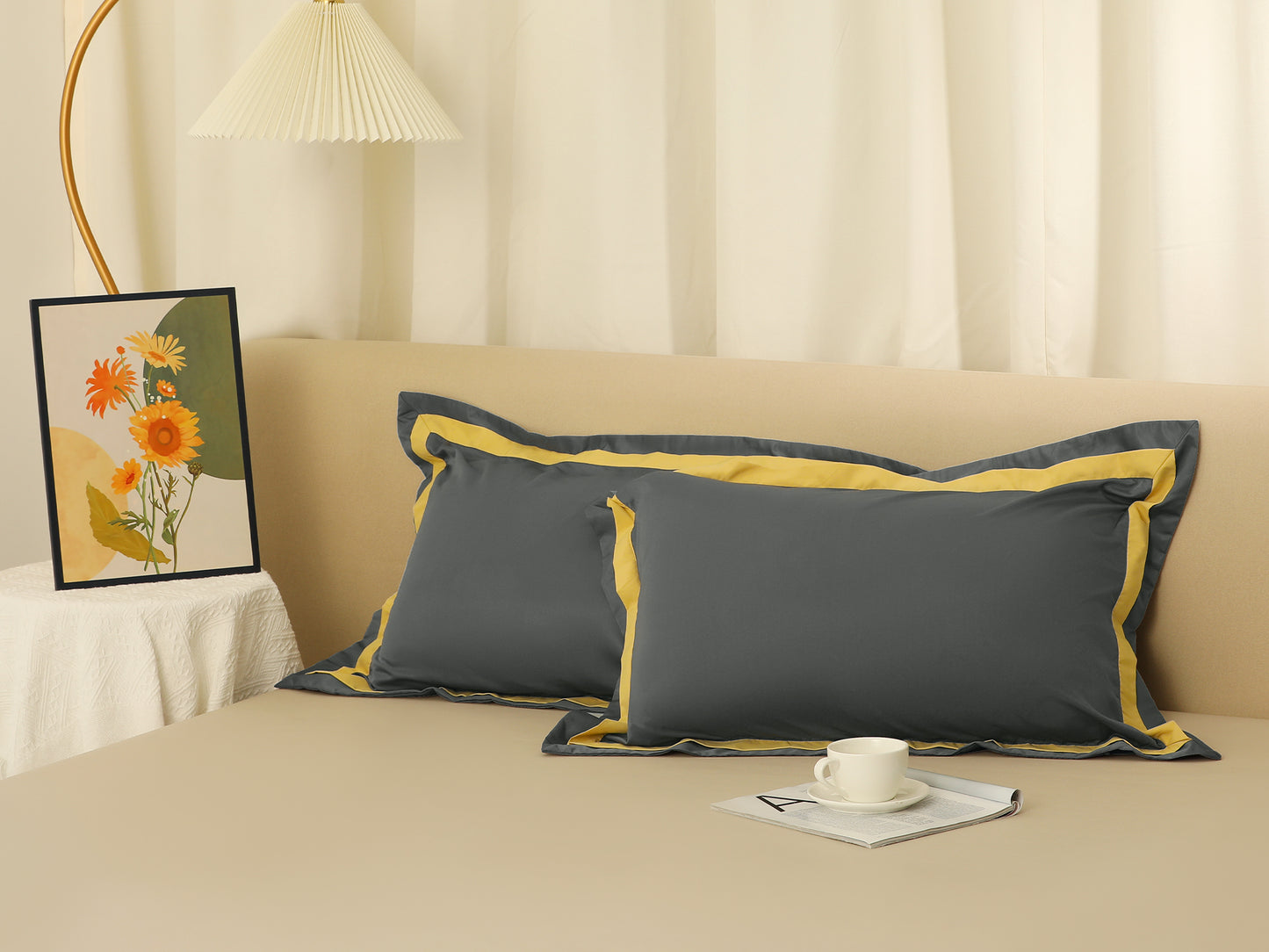 Polyester Pillow Cases Set of 2 with Envelope Closure, Room Decor Hair Care Pillow Shams