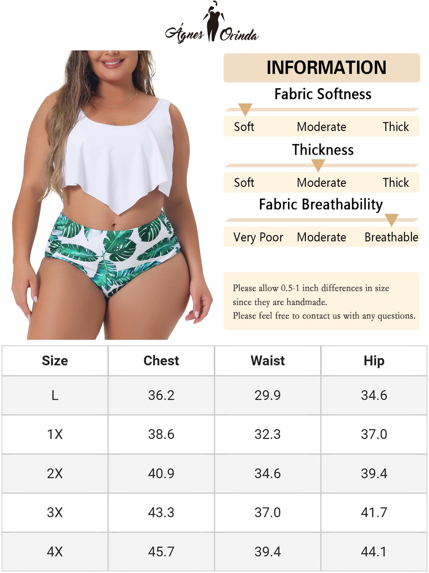 Traje de baño de dos piezas para mujer, talla grande, bikini con cuello en V y volantes florales, tankini