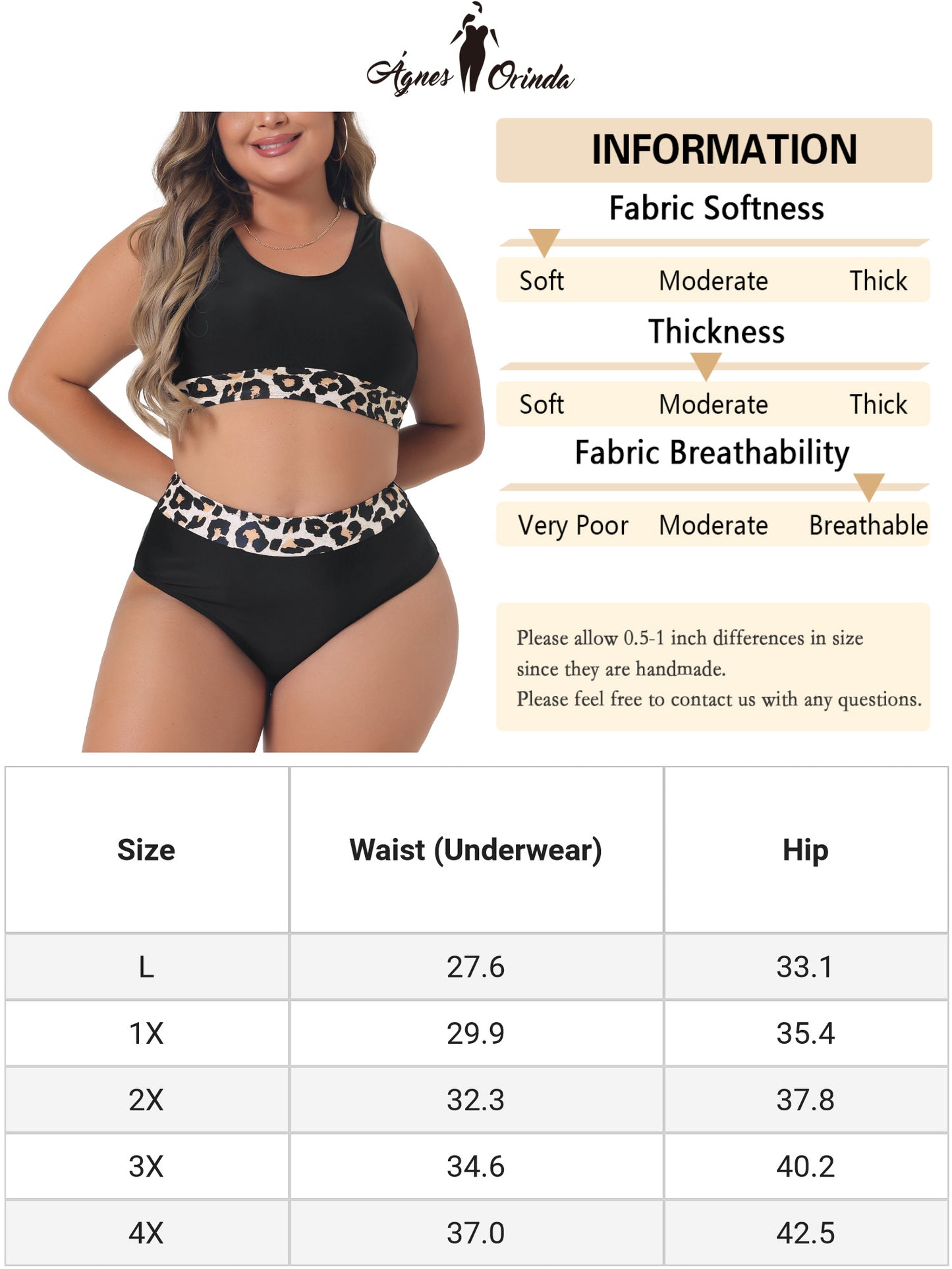 Women Plus Size Leopard Bikini Swimsuits High Waisted Two Piece Bathing Suits