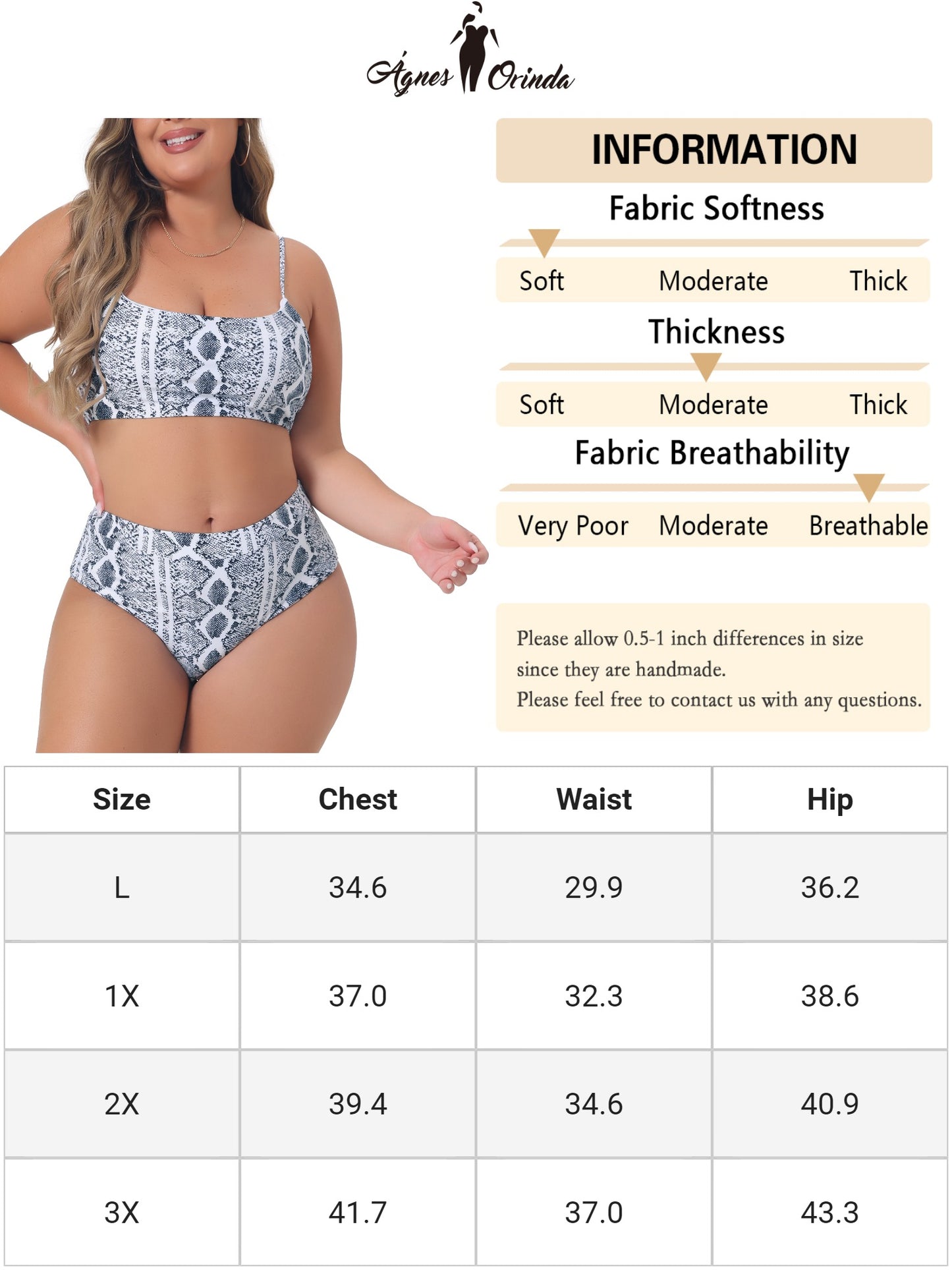 Women Plus Size Bikini Set Crop Top High Waisted Swimsuits Two Piece Bathing Suits Swimwear