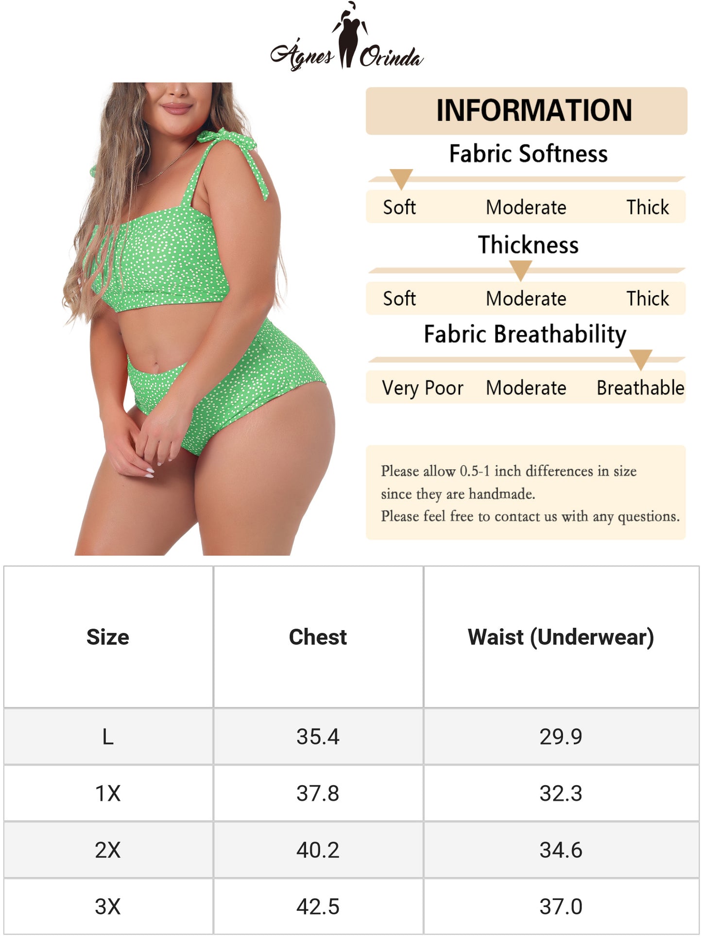 Women Plus Size Two Piece Swimsuit Polka Dots Bikini Bandeau Bathing Suits