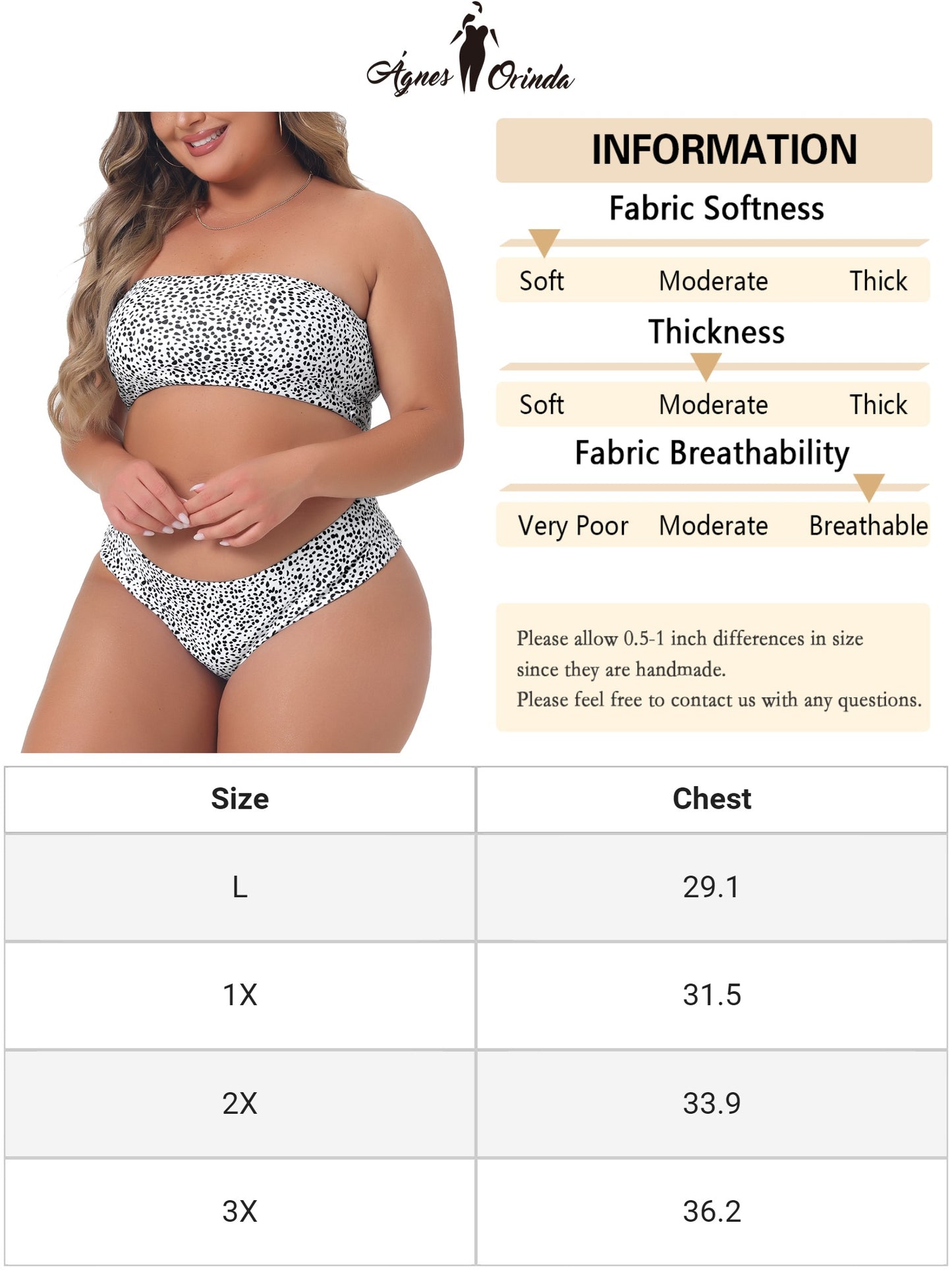 Women Plus Size Bikini 2 Pieces Bandeau Bikini Swimsuits Off Shoulder High Waist Bathing Suit